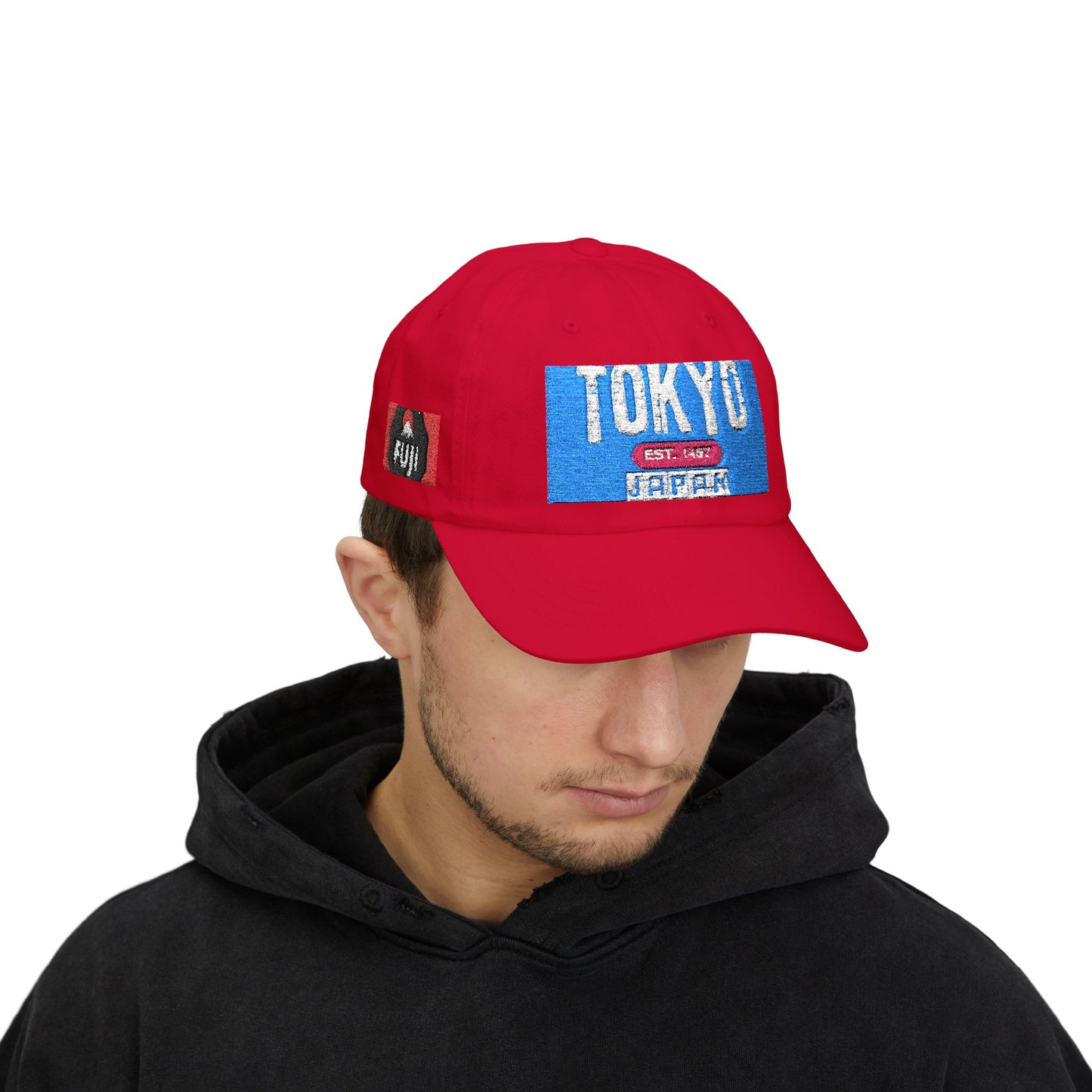 Tokyo Retro Patch Dad Cap – White Embroidered Travel Baseball Hat