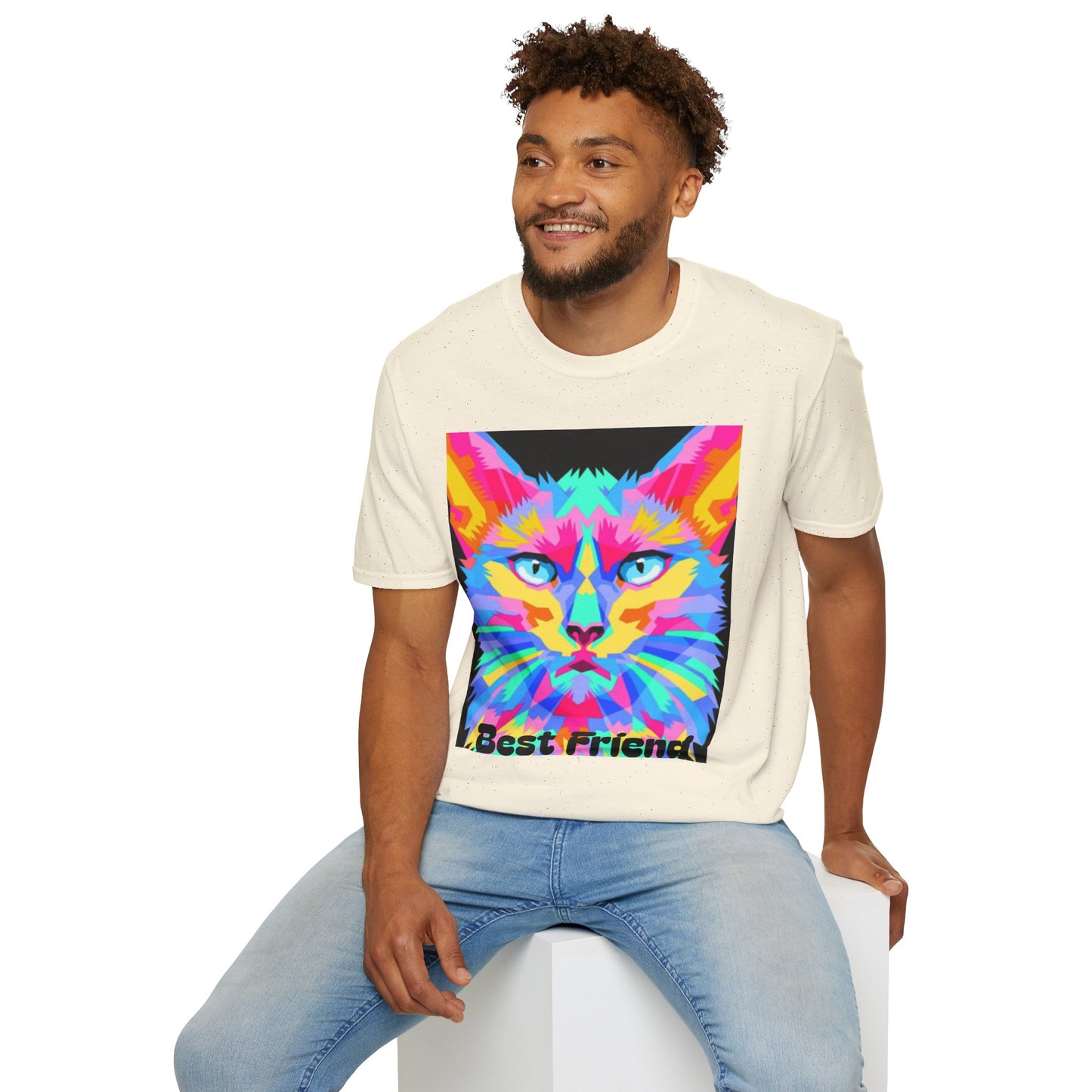 Colorful Pop Art Cat T-Shirt — "Best Friend" Graphic Tee
