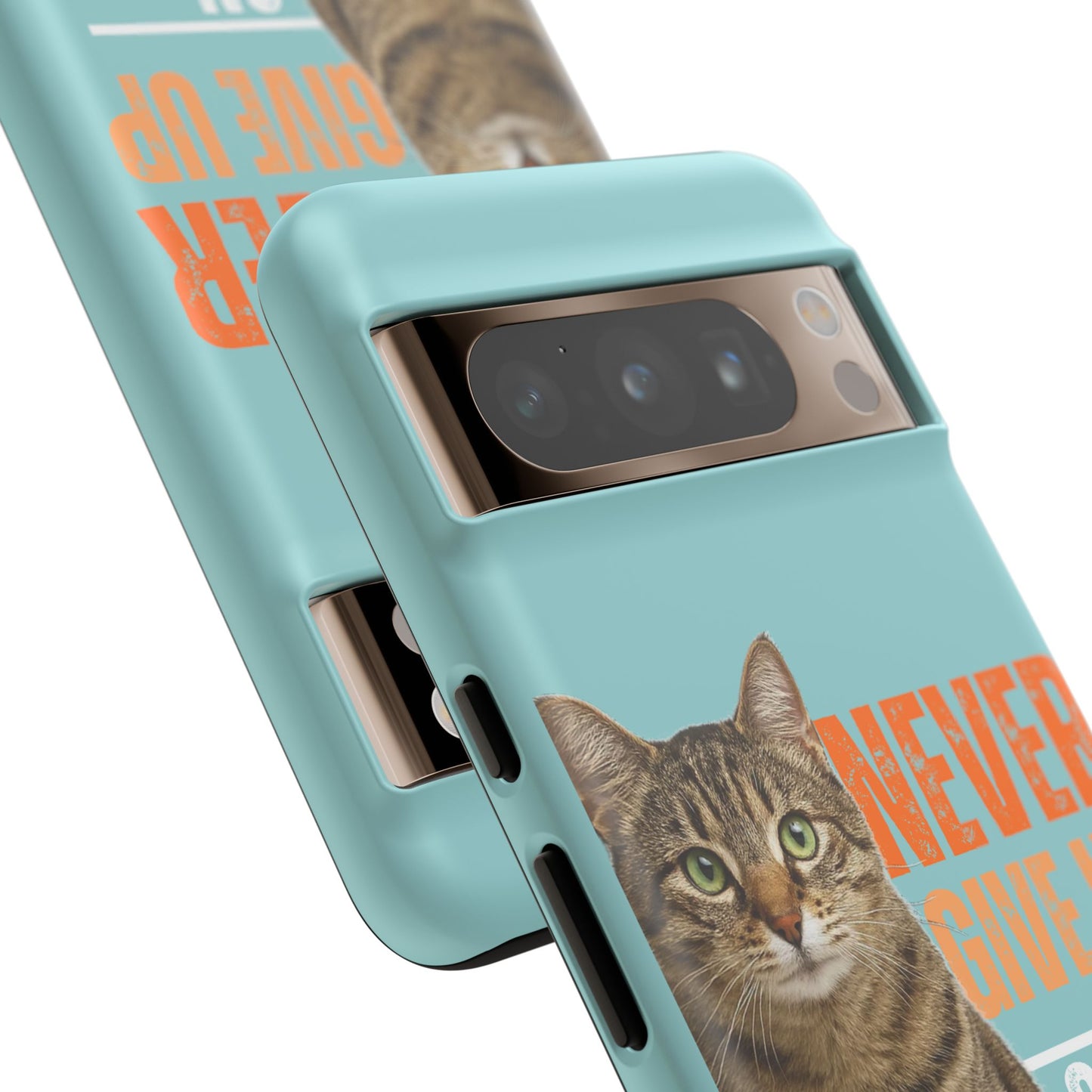Cat Phone Case — "Never Give Up On Me" Inspirational Protective Case