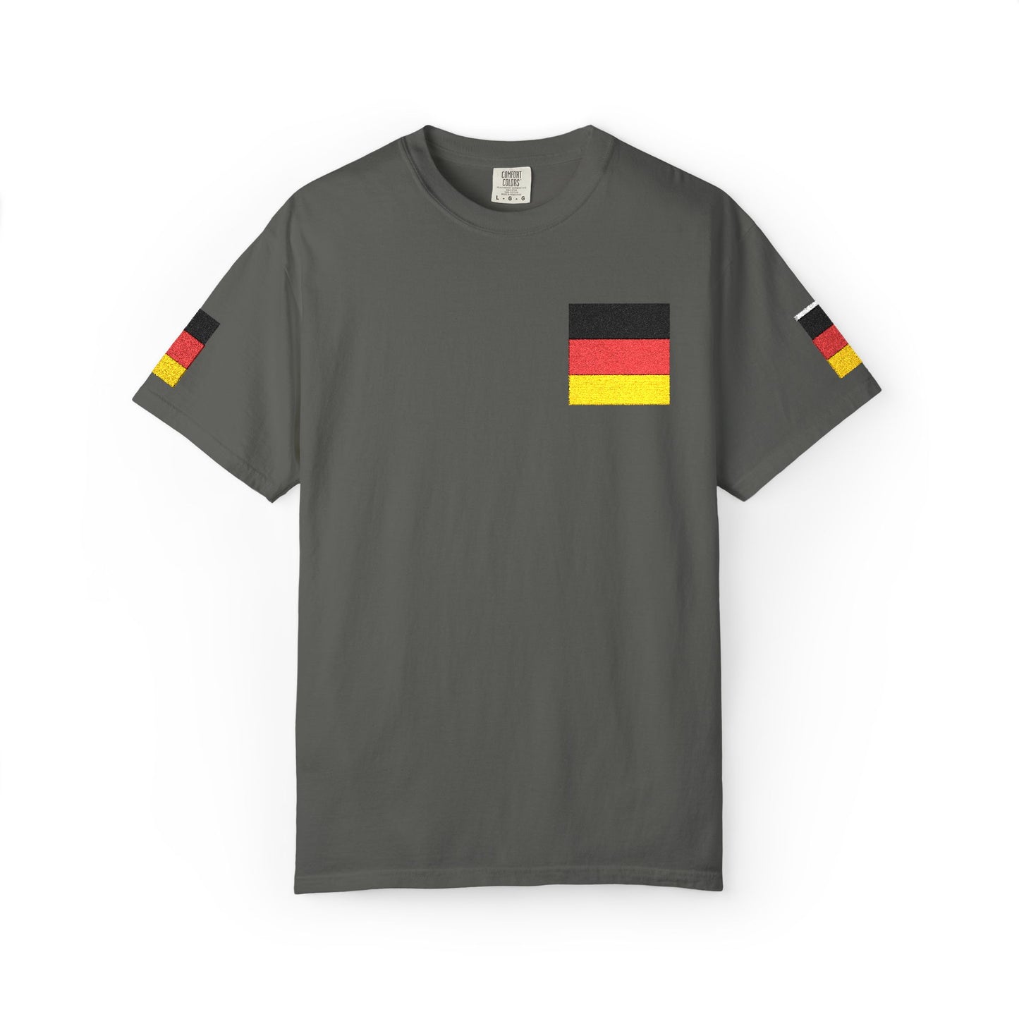 Germany Flag Pocket T-Shirt — German Pride Tee with Sleeve Flags