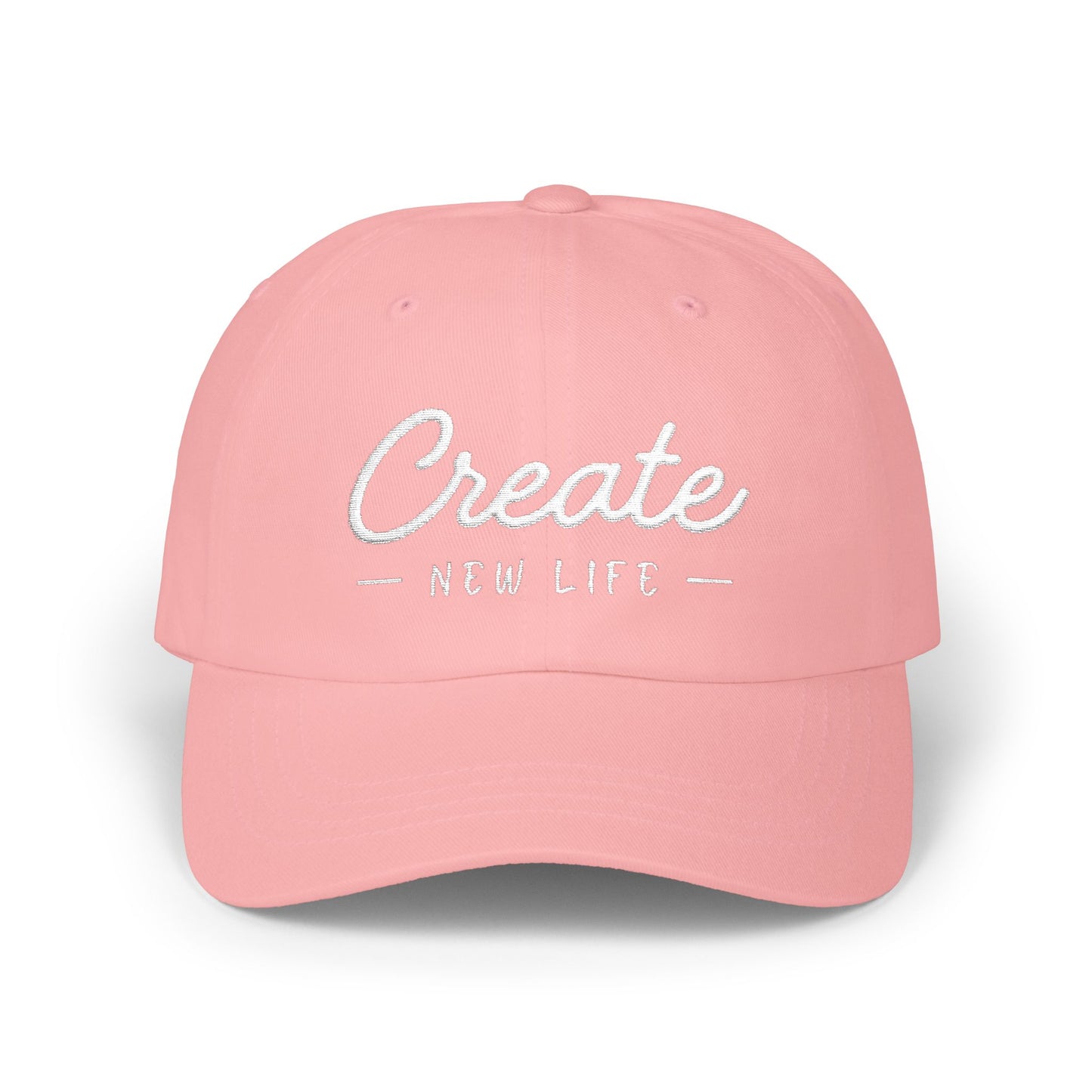 Create New Life — Embroidered White Baseball Cap for Regular Use