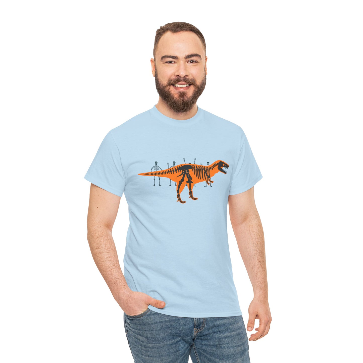 Dinosaur Graphic Tee — Retro Neon T-Rex & Skeleton Shirt