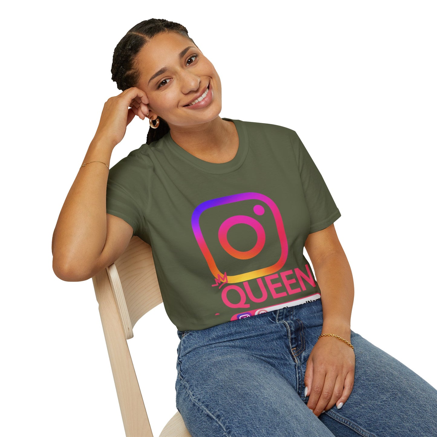 Instagram Queen T-Shirt — "Queen" Social Media Tee with Custom @handle