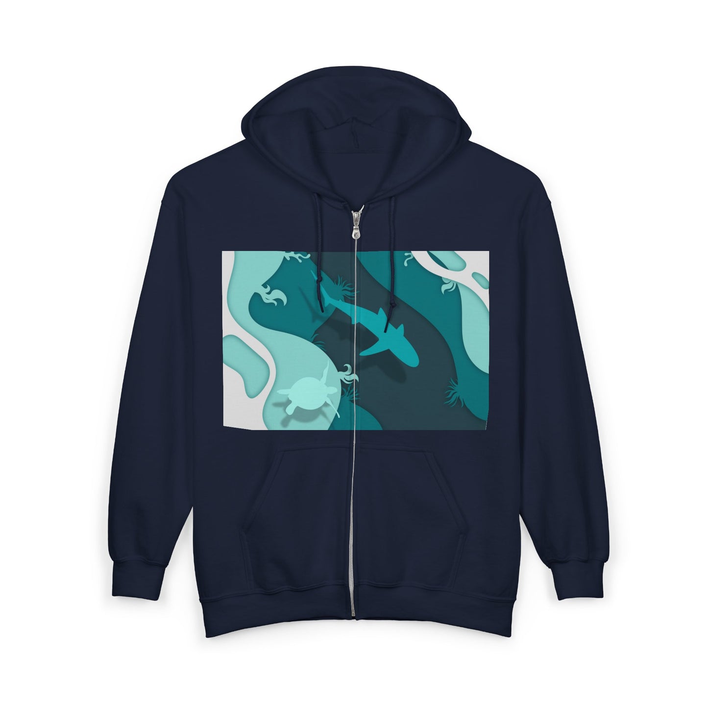 Zip Hoodie — 'Focus On Good Things' Inspirational Ocean Design
