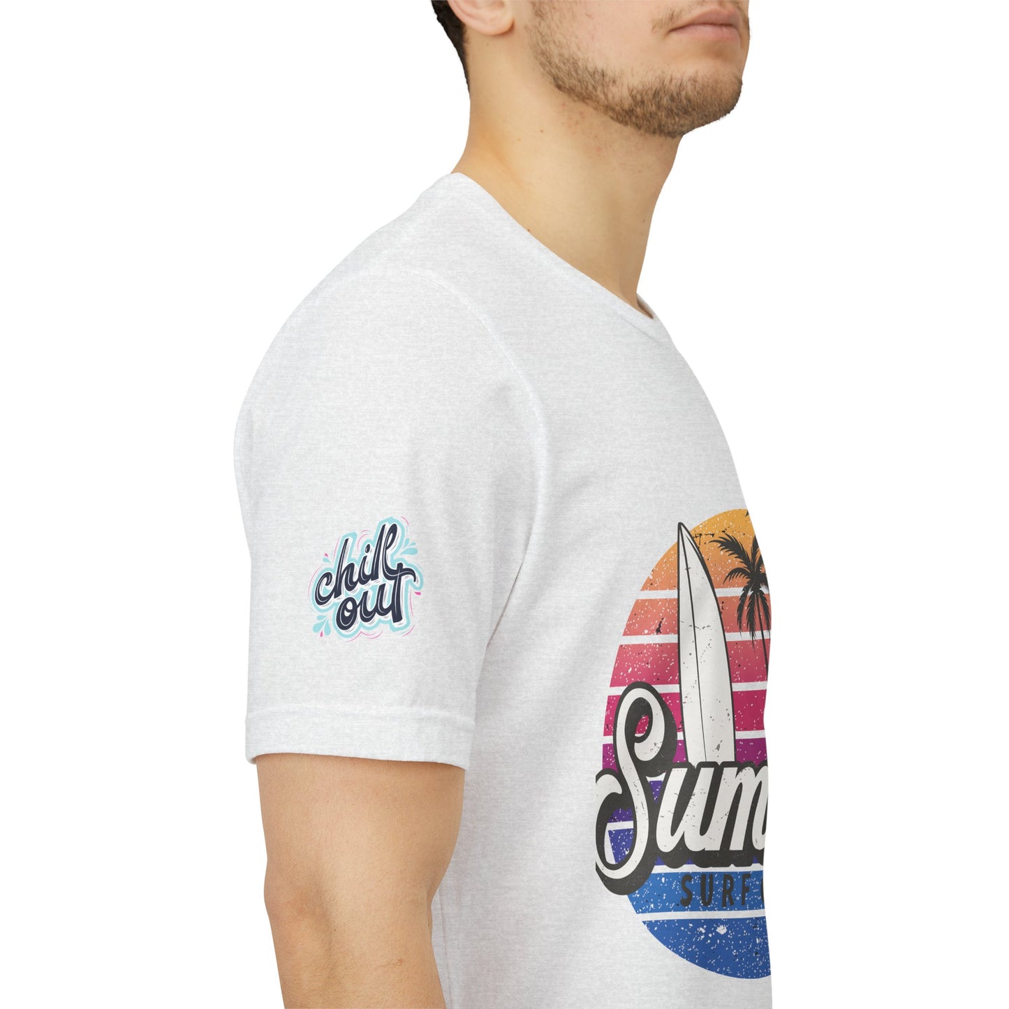 Summer Surf Tee – “Here Comes The Sun” Vintage Surfboard & Palm Graphic T-Shirt