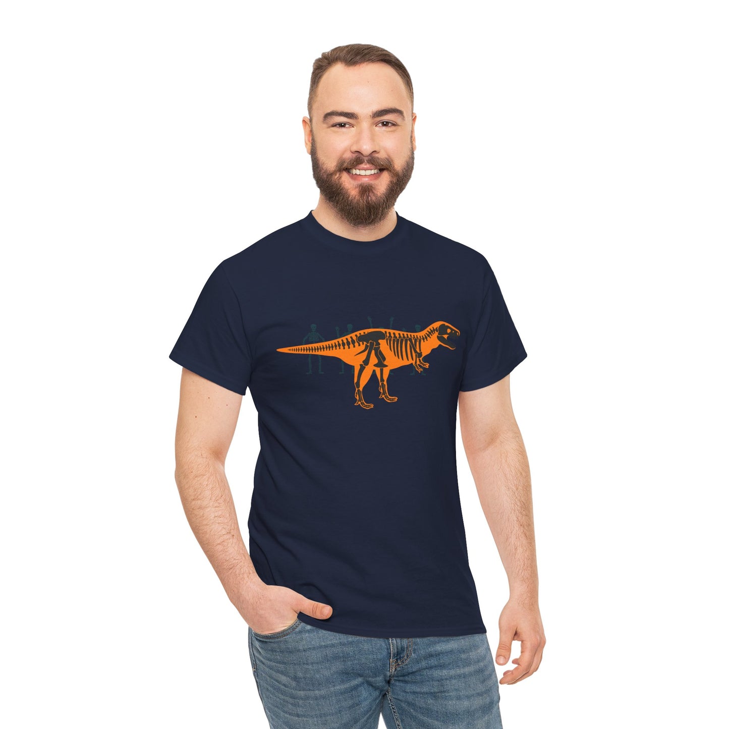 Dinosaur Graphic Tee — Retro Neon T-Rex & Skeleton Shirt