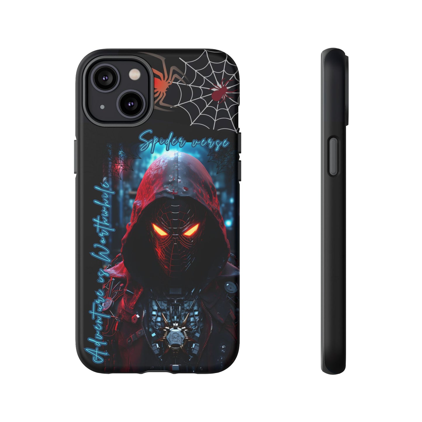 Spiderman Phone Case — Neon Hooded Skull Design "Spider verse"