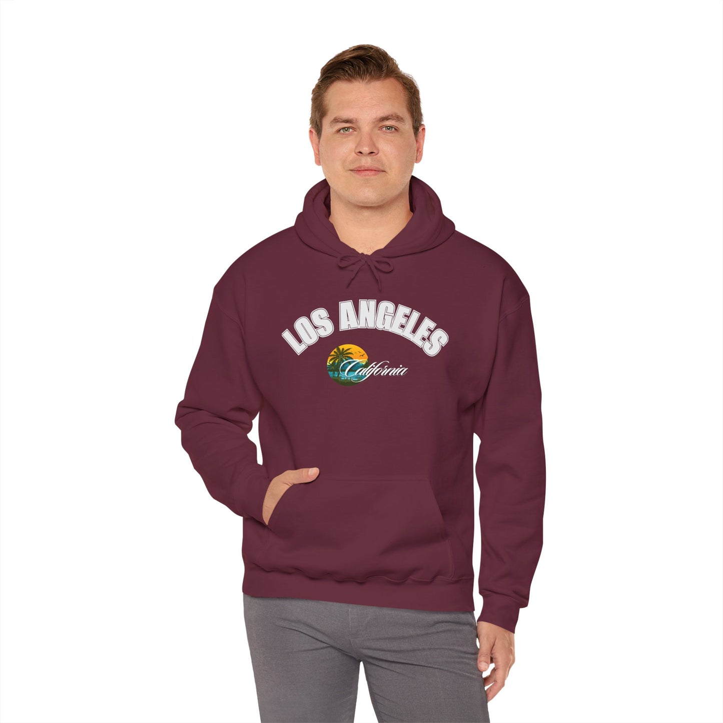 Los Angeles Retro Surf Hoodie — Vintage Sunset Car & Palm Tree Sweatshirt