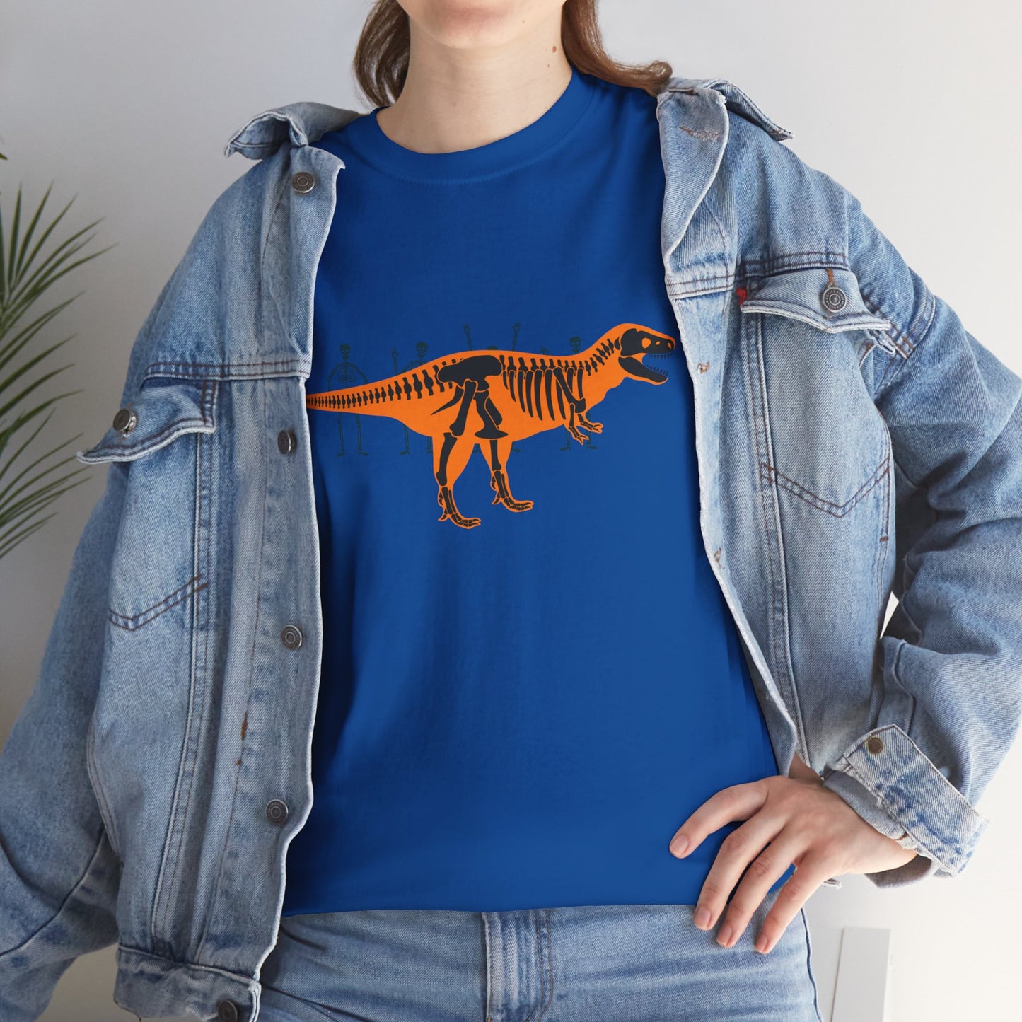 Dinosaur Graphic Tee — Retro Neon T-Rex & Skeleton Shirt
