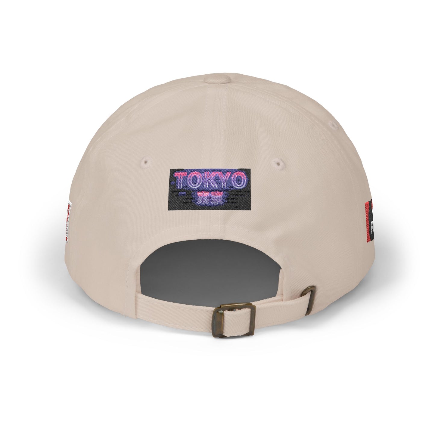 Tokyo Retro Patch Dad Cap – White Embroidered Travel Baseball Hat
