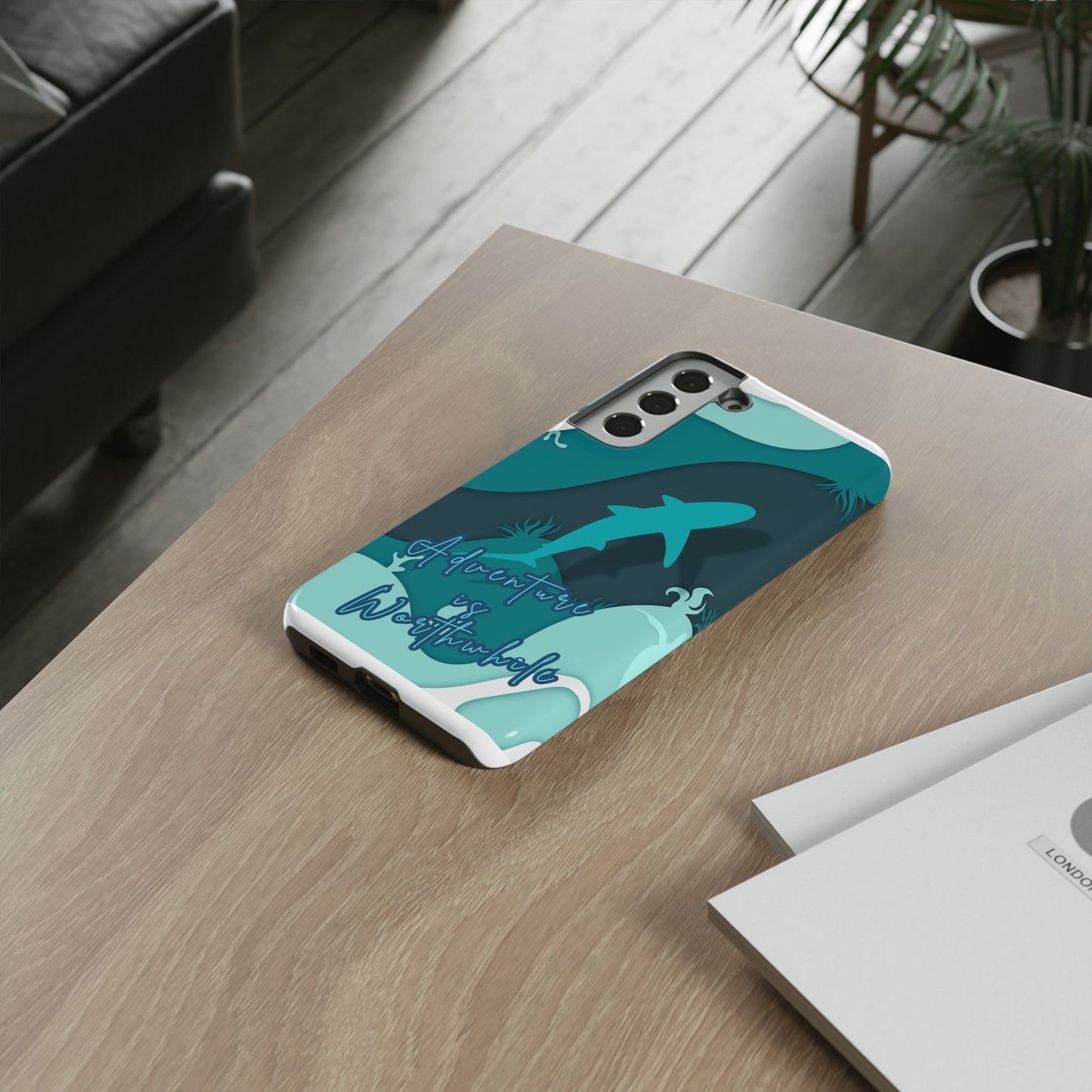 Blue Ocean Phone Case - "Adventure is Worthwhile" Teal Protective Cover