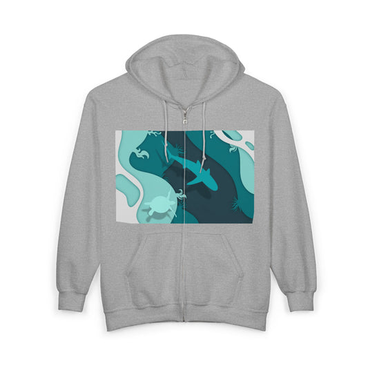 Zip Hoodie — 'Focus On Good Things' Inspirational Ocean Design