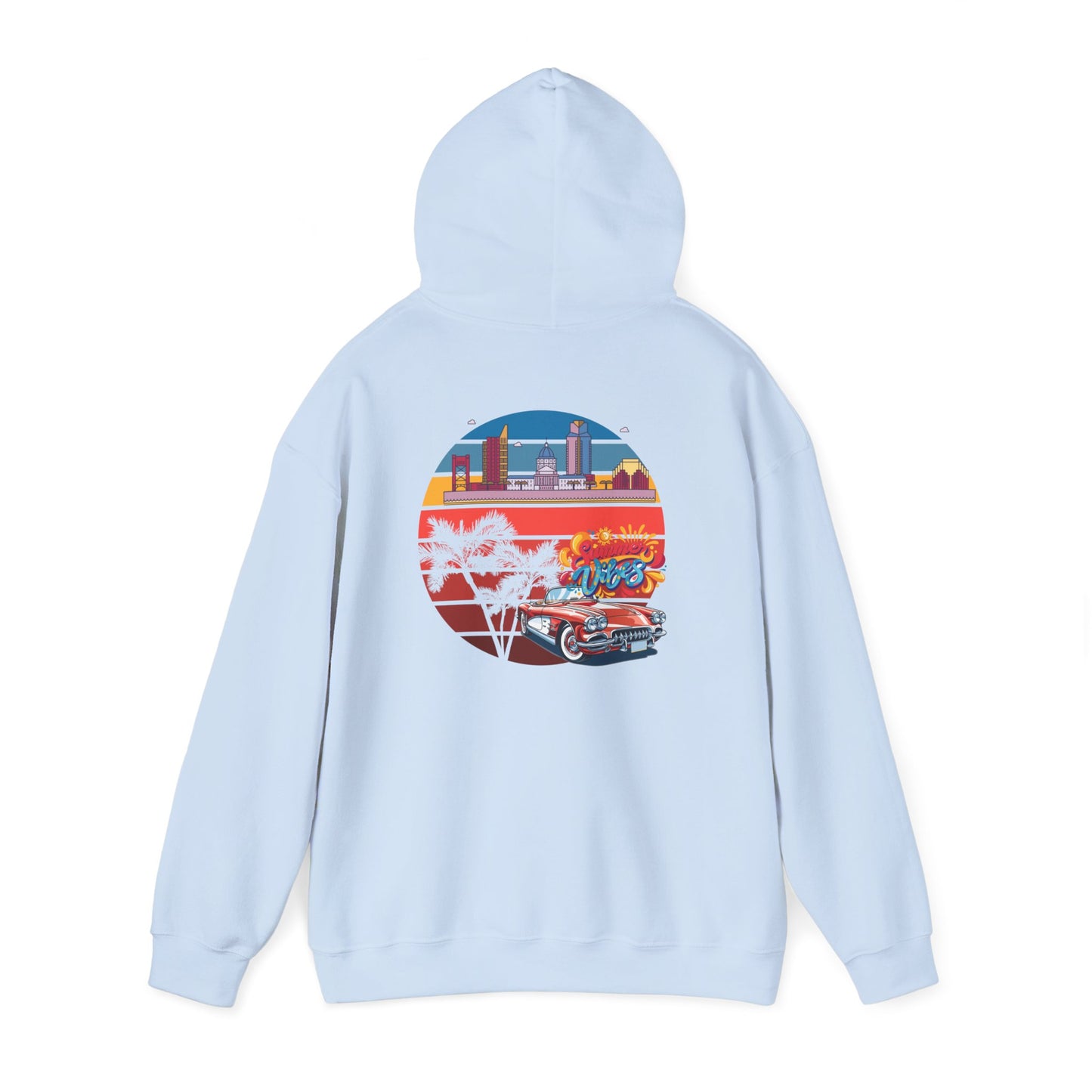 Los Angeles Retro Surf Hoodie — Vintage Sunset Car & Palm Tree Sweatshirt