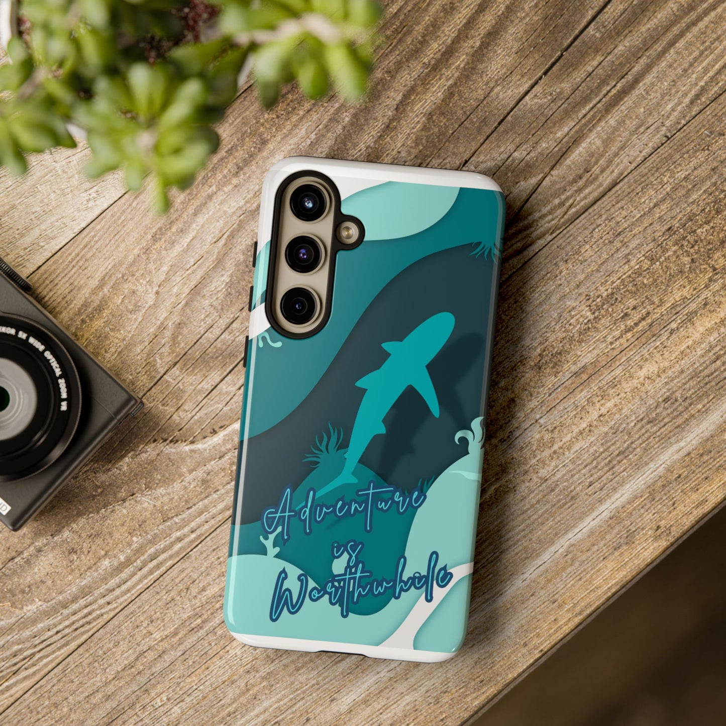 Blue Ocean Phone Case - "Adventure is Worthwhile" Teal Protective Cover