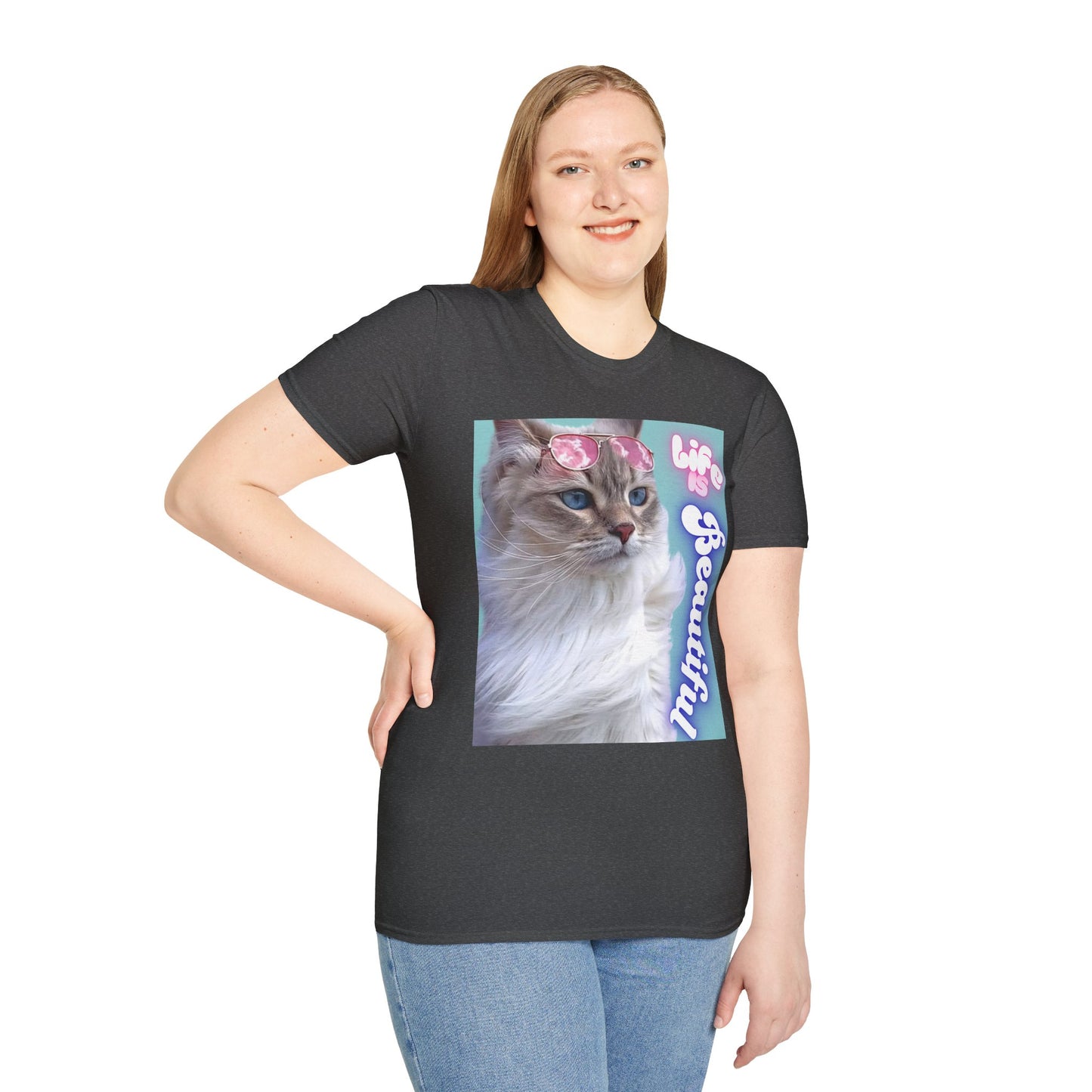 Life Is Beautiful Cat T-Shirt — Inspirational Cat Graphic Tee