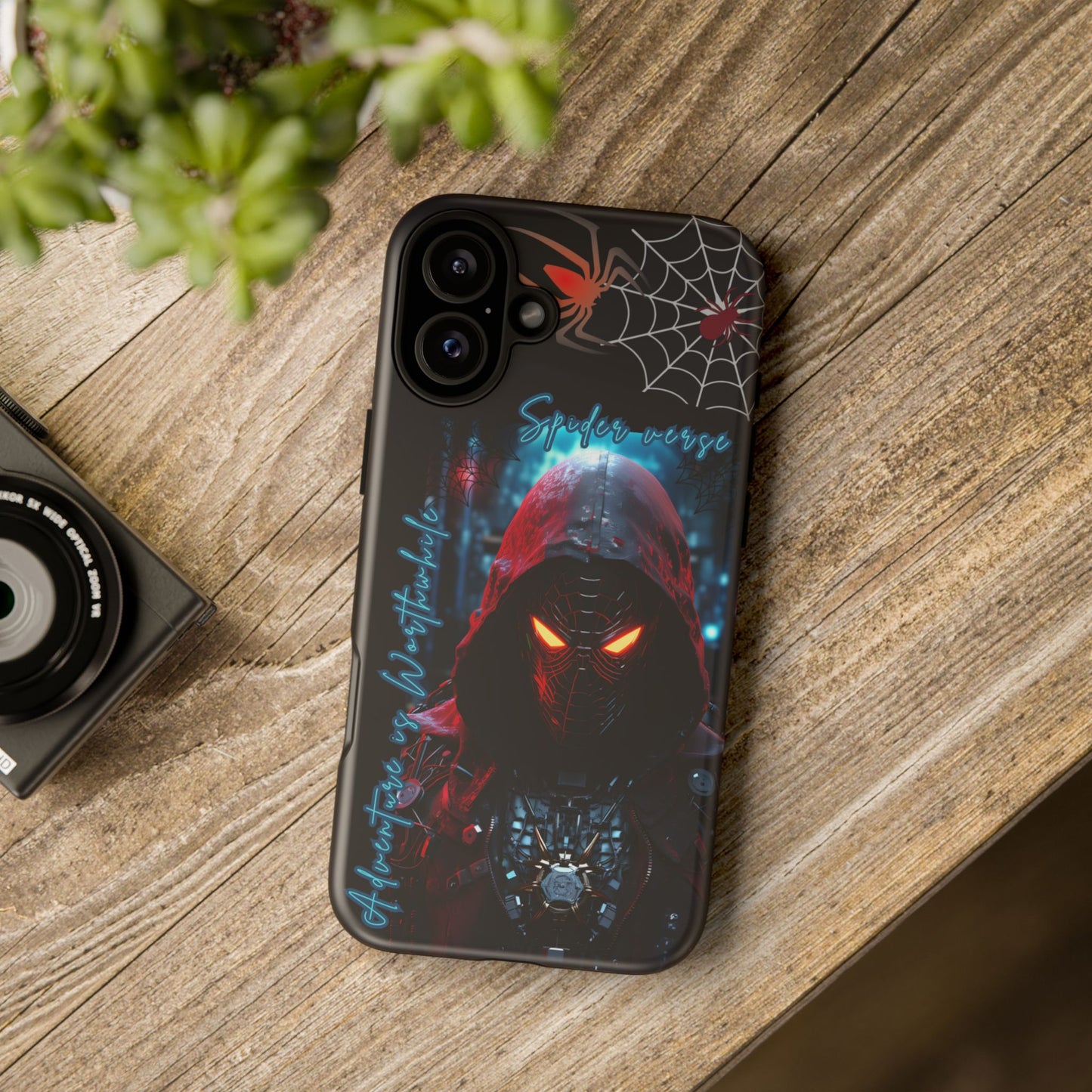 Spiderman Phone Case — Neon Hooded Skull Design "Spider verse"