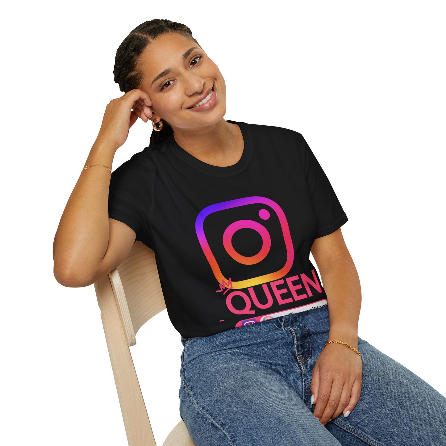Instagram Queen T-Shirt — "Queen" Social Media Tee with Custom @handle