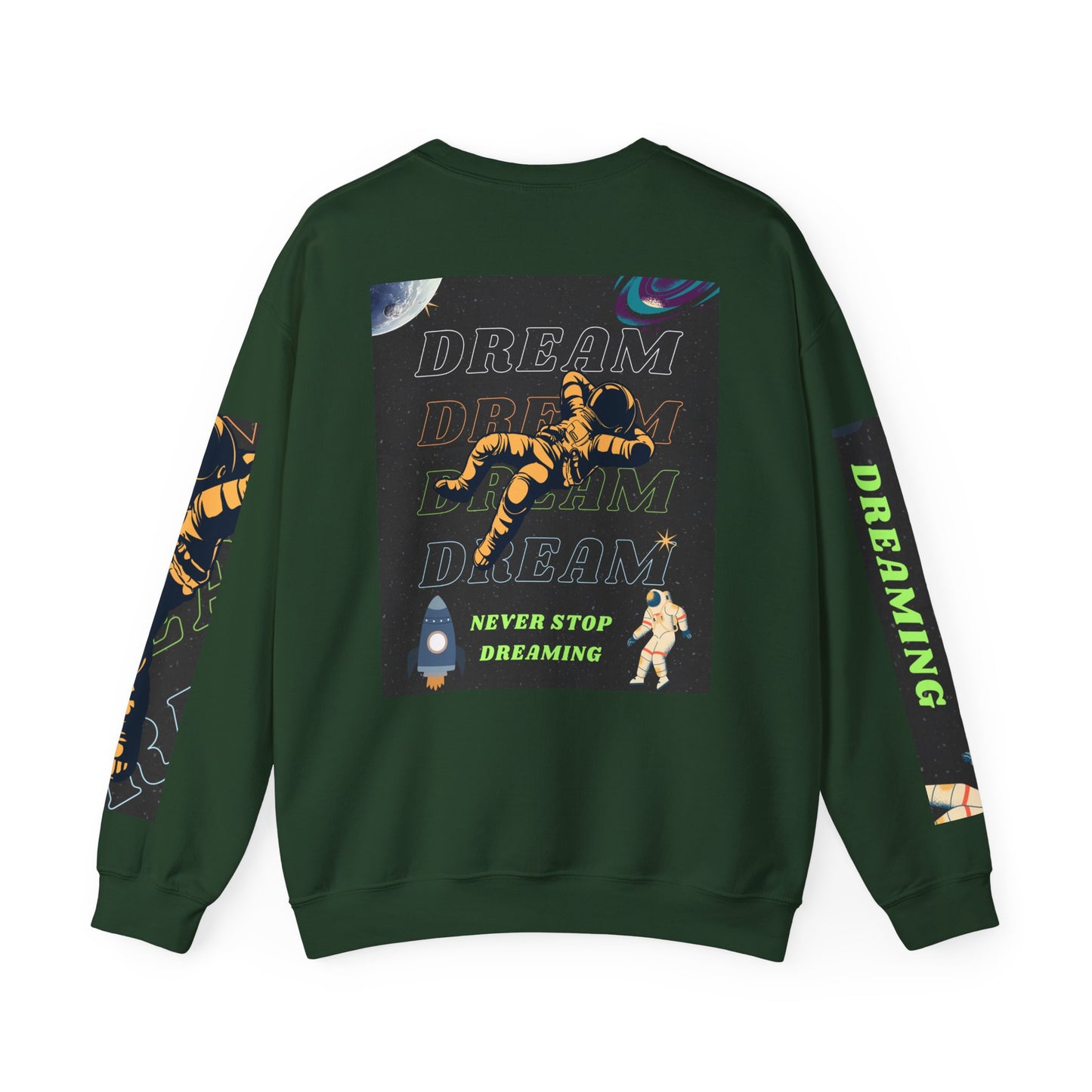 Space Crewneck Sweatshirt — “Seeking a New Planet for Life” Astronaut Graphic