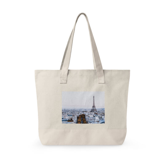 Canvas Tote Bag — Scenic Floral Meadow & River Photo Print Zippered Tote