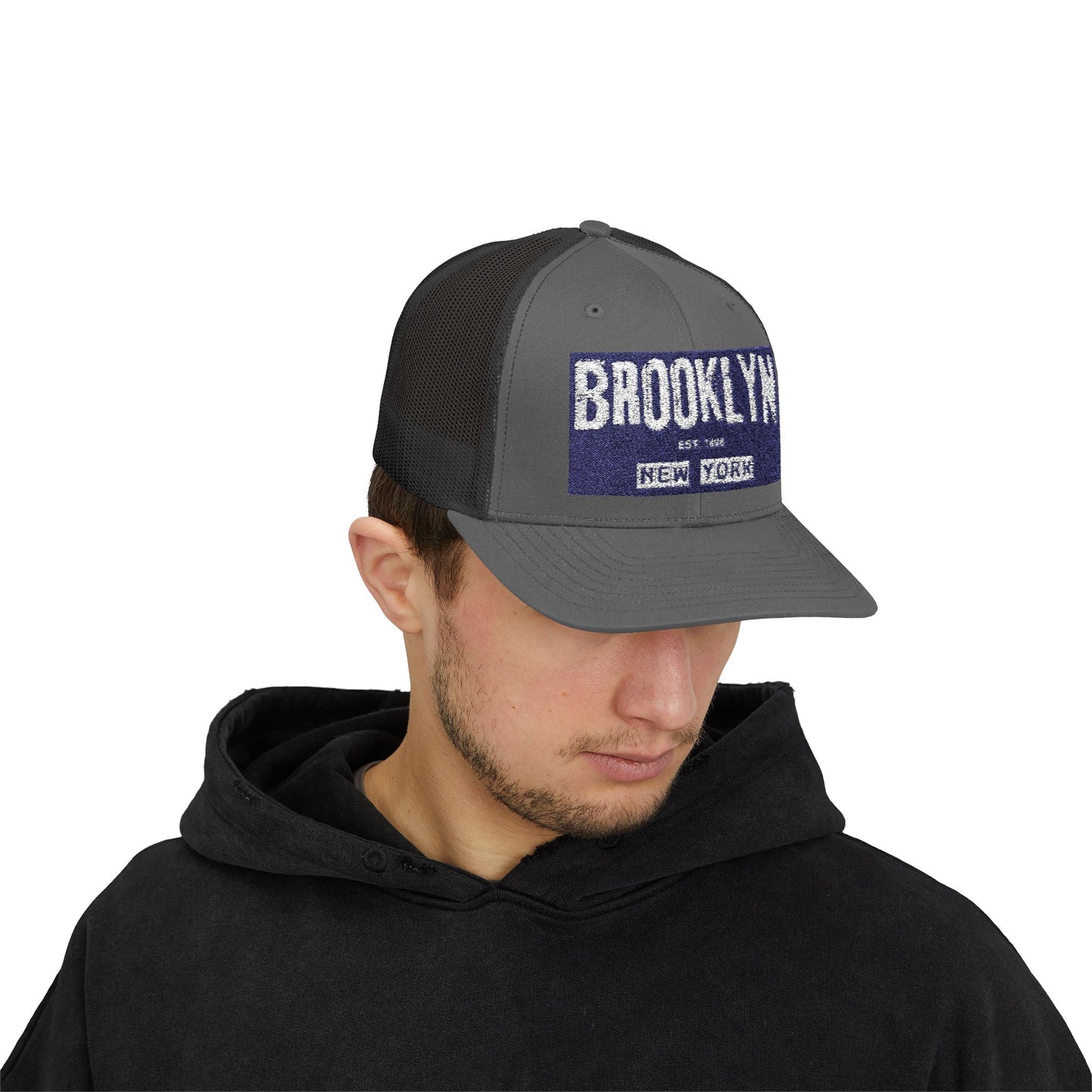 Brooklyn Trucker Cap – Vintage Sequin Patch Snapback