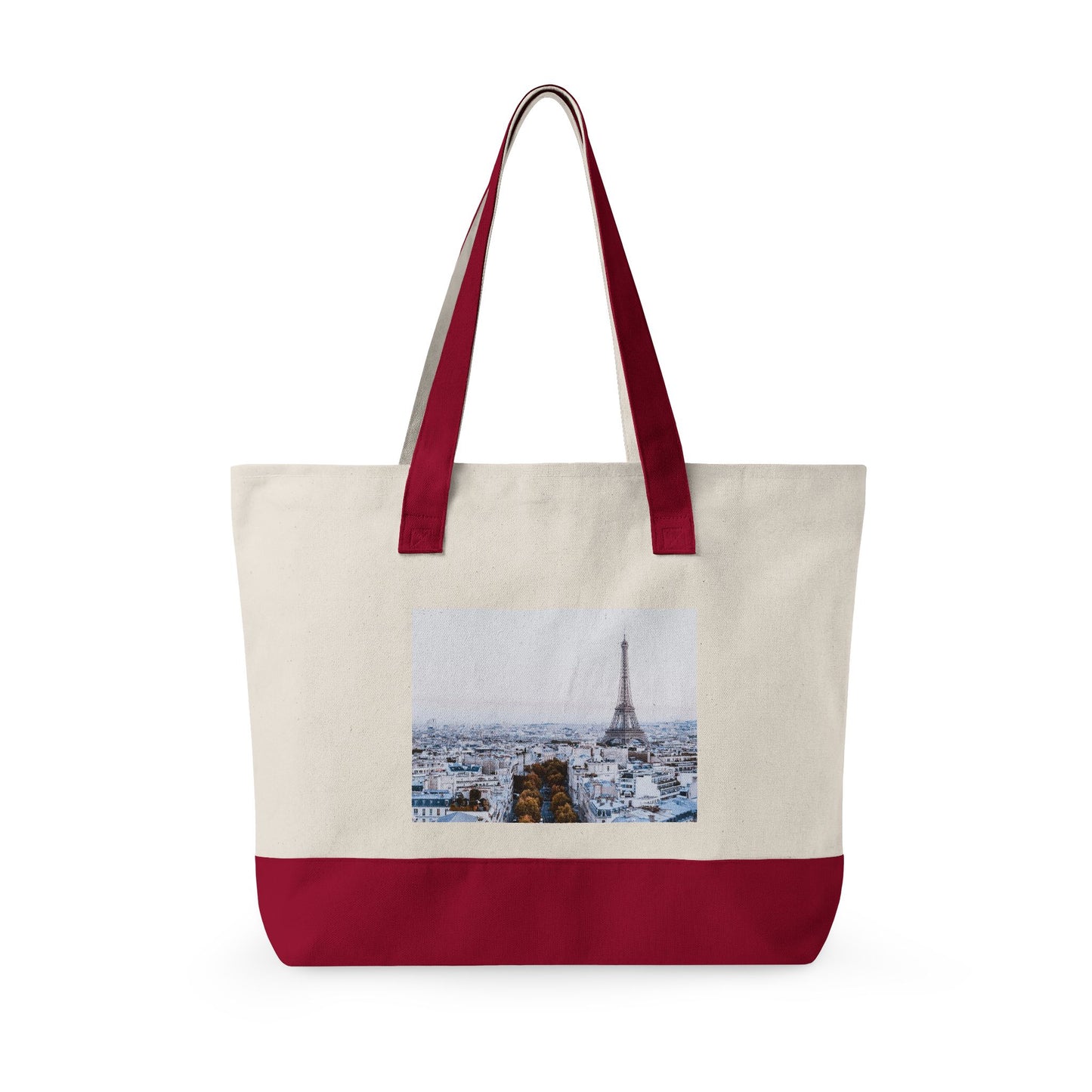Canvas Tote Bag — Scenic Floral Meadow & River Photo Print Zippered Tote