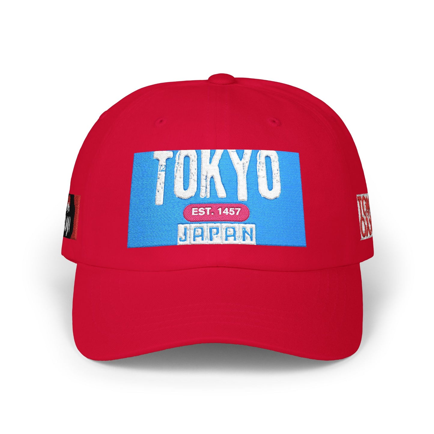 Tokyo Retro Patch Dad Cap – White Embroidered Travel Baseball Hat