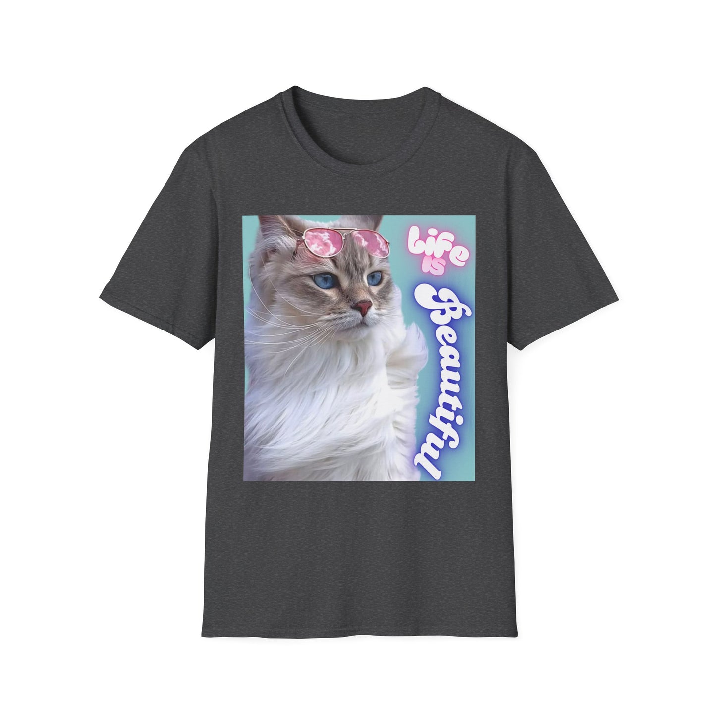 Life Is Beautiful Cat T-Shirt — Inspirational Cat Graphic Tee