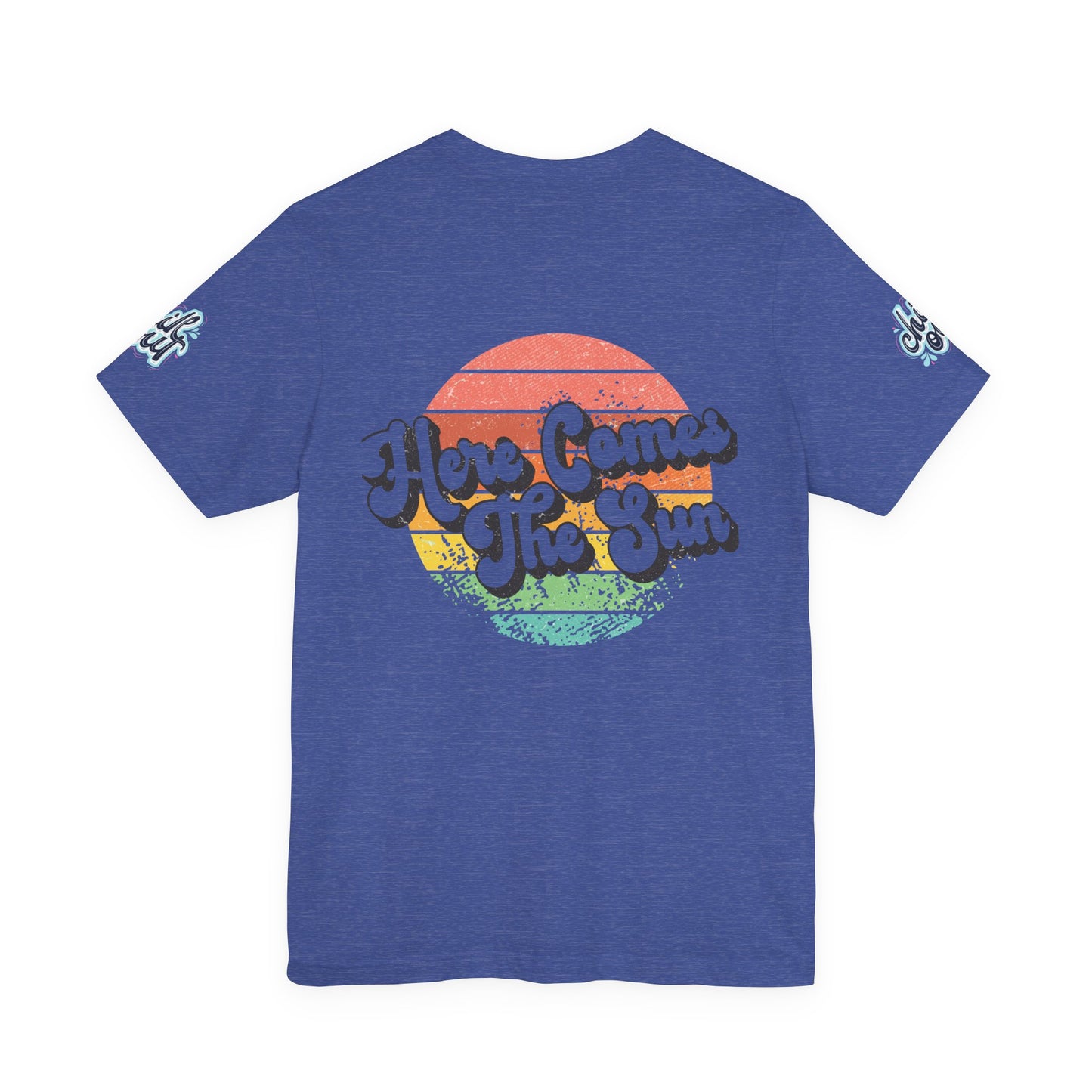 Summer Surf Tee – “Here Comes The Sun” Vintage Surfboard & Palm Graphic T-Shirt