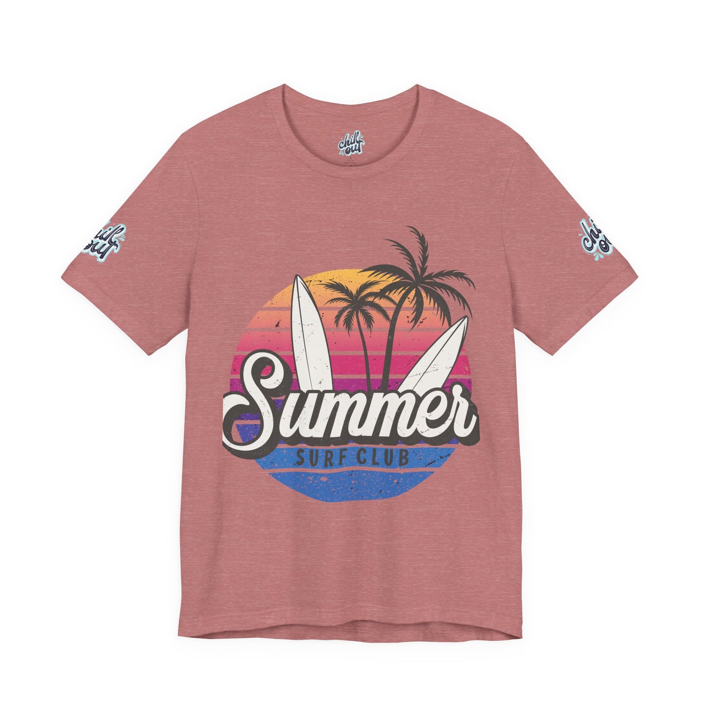 Summer Surf Tee – “Here Comes The Sun” Vintage Surfboard & Palm Graphic T-Shirt