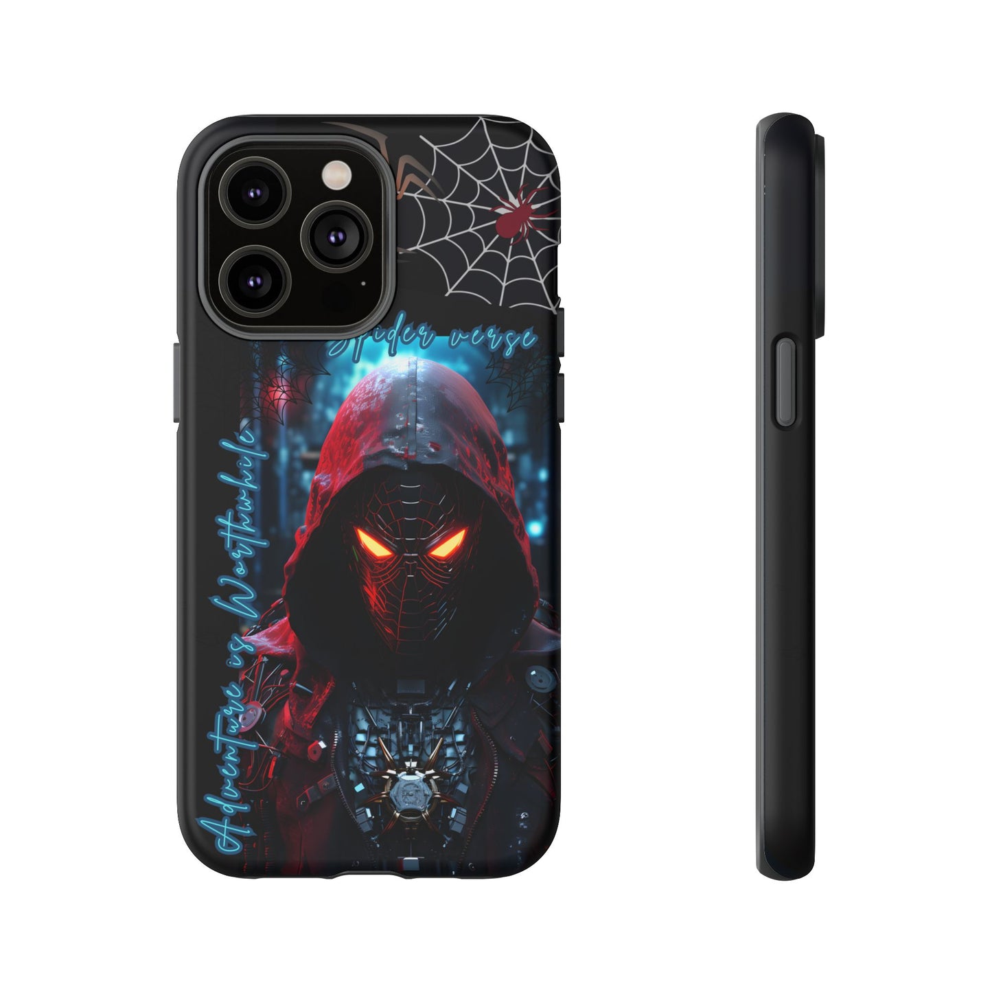 Spiderman Phone Case — Neon Hooded Skull Design "Spider verse"