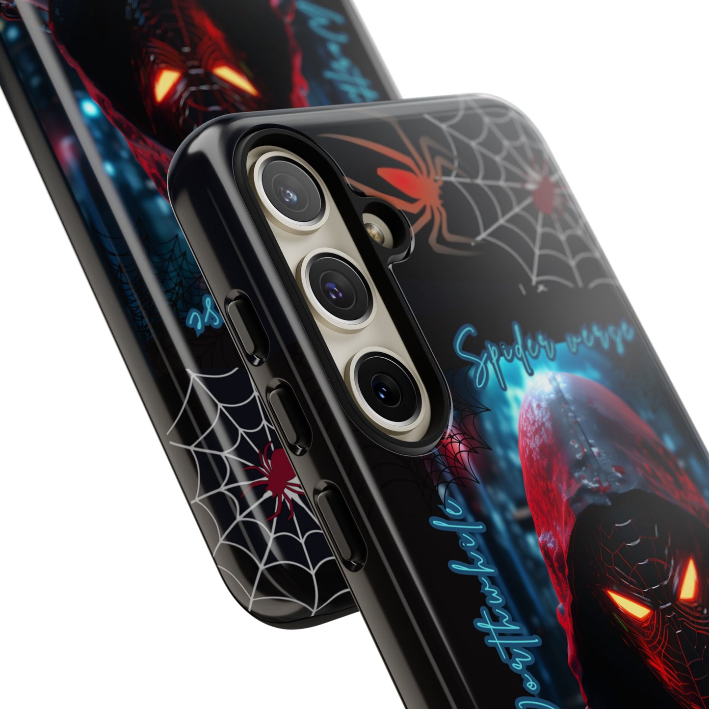 Spiderman Phone Case — Neon Hooded Skull Design "Spider verse"