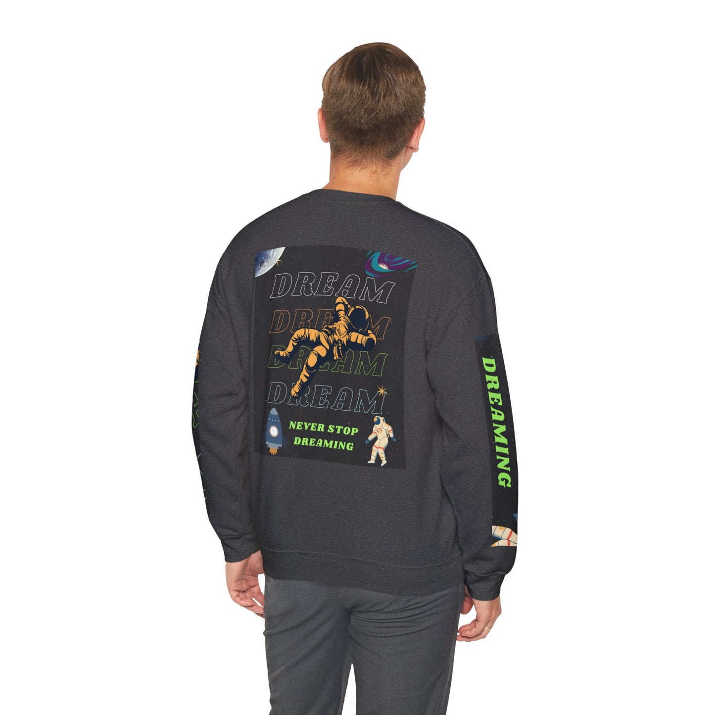 Space Crewneck Sweatshirt — “Seeking a New Planet for Life” Astronaut Graphic