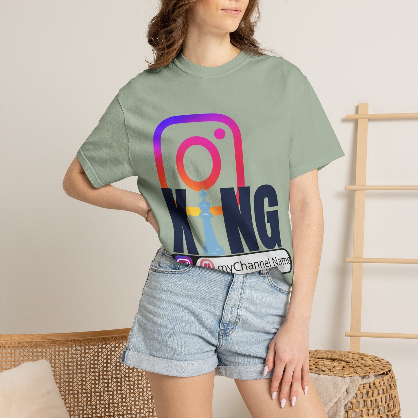 Instagram King T-Shirt — Custom @myChannel Name Social Media Tee