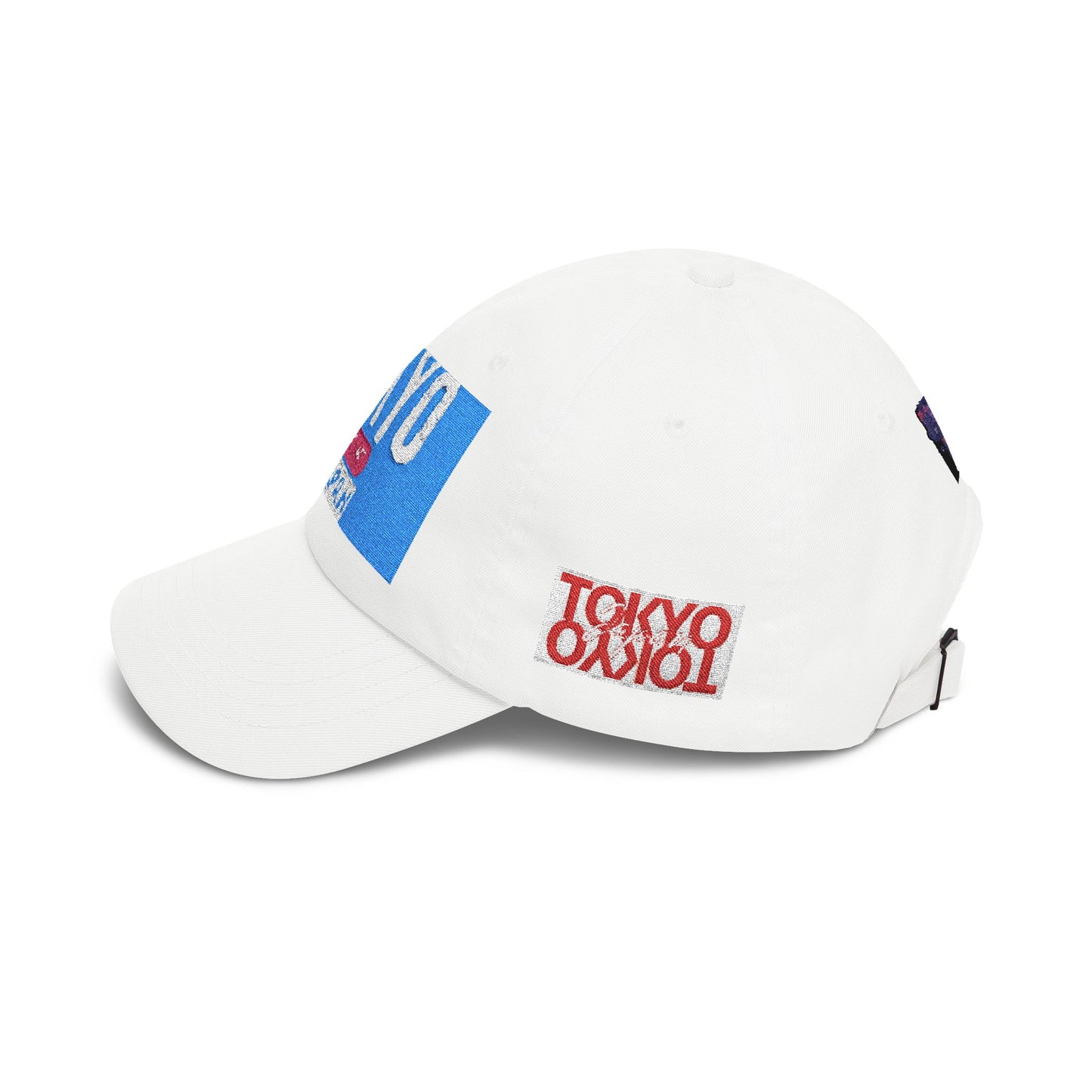 Tokyo Retro Patch Dad Cap – White Embroidered Travel Baseball Hat