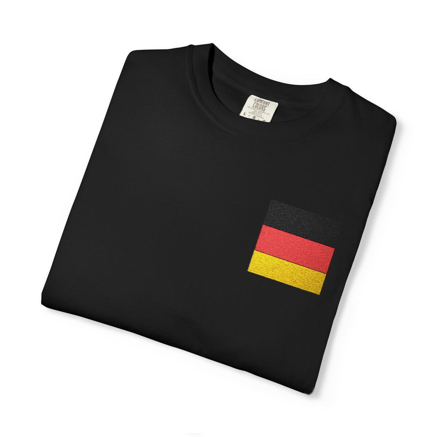 Germany Flag Pocket T-Shirt — German Pride Tee with Sleeve Flags