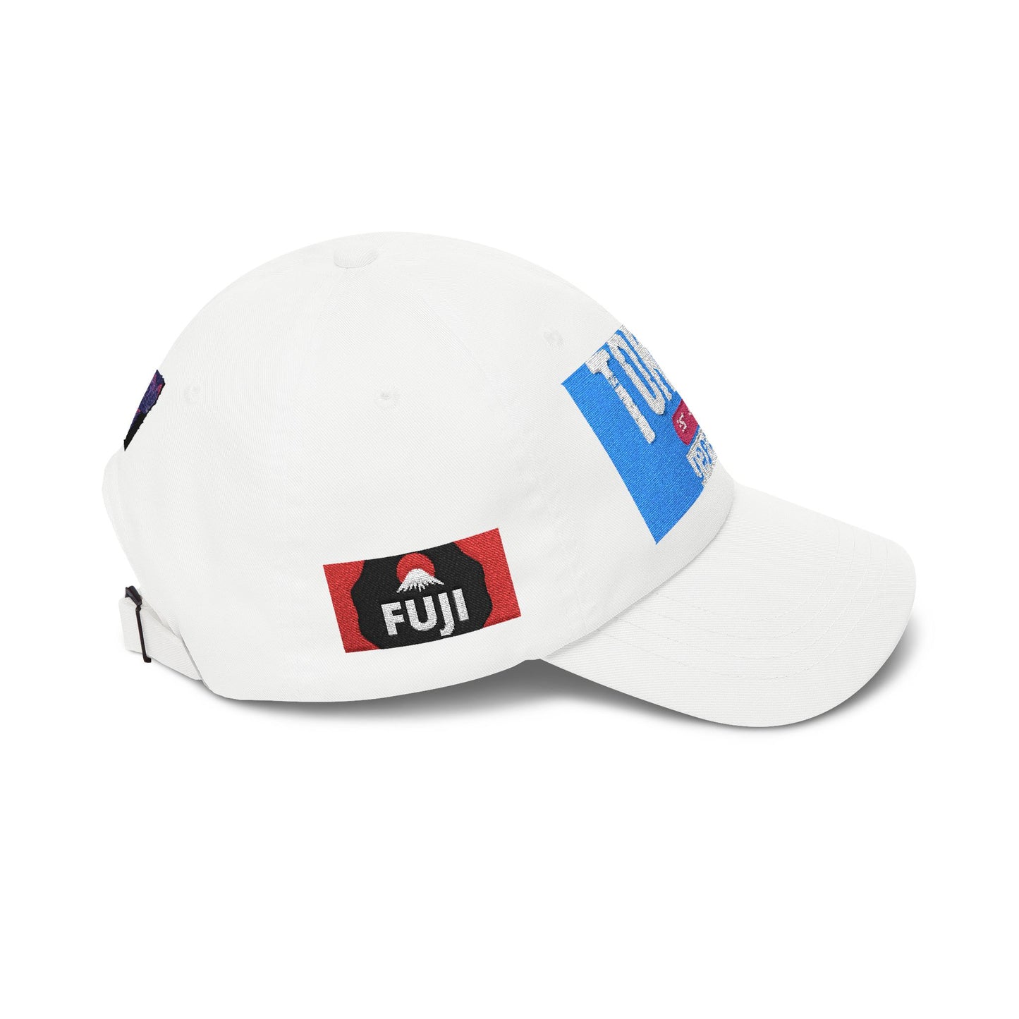 Tokyo Retro Patch Dad Cap – White Embroidered Travel Baseball Hat