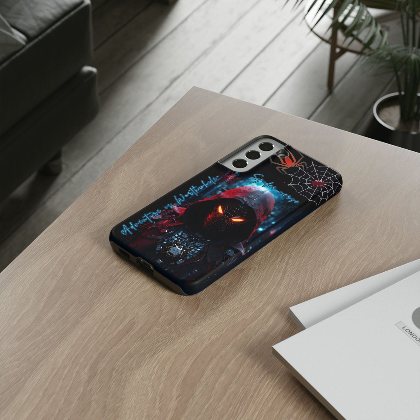 Spiderman Phone Case — Neon Hooded Skull Design "Spider verse"
