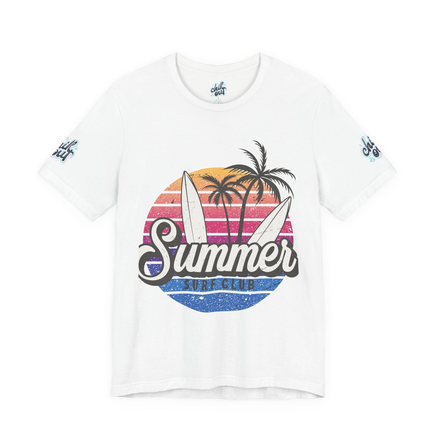 Summer Surf Tee – “Here Comes The Sun” Vintage Surfboard & Palm Graphic T-Shirt