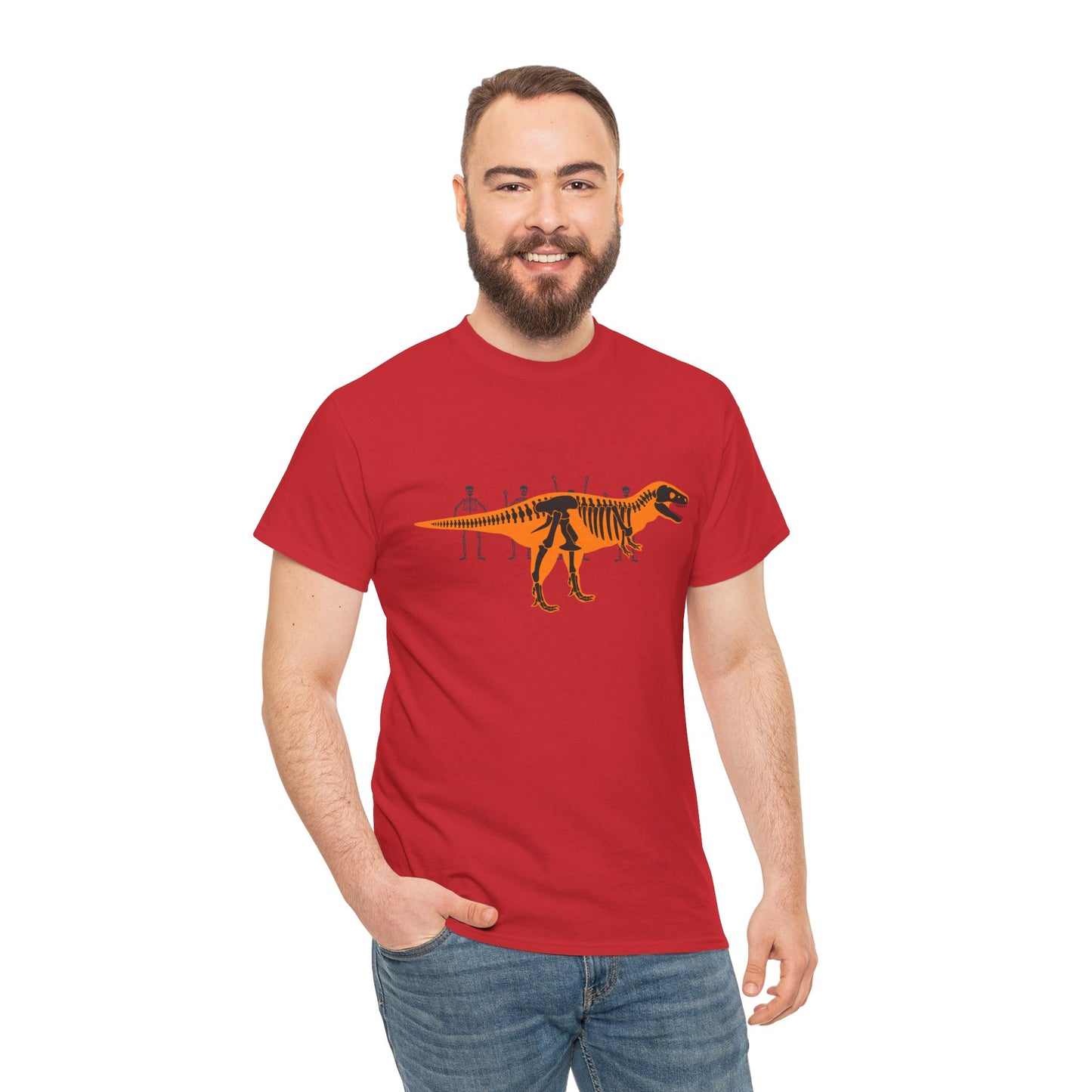 Dinosaur Graphic Tee — Retro Neon T-Rex & Skeleton Shirt