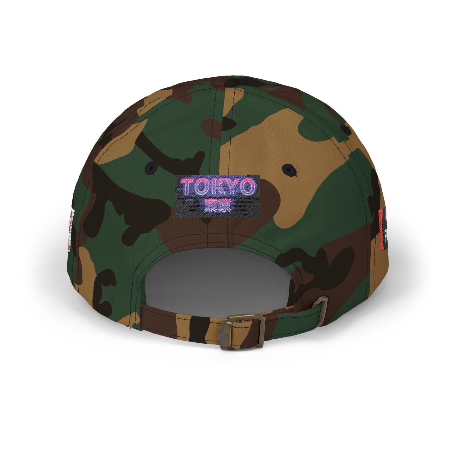 Tokyo Retro Patch Dad Cap – White Embroidered Travel Baseball Hat