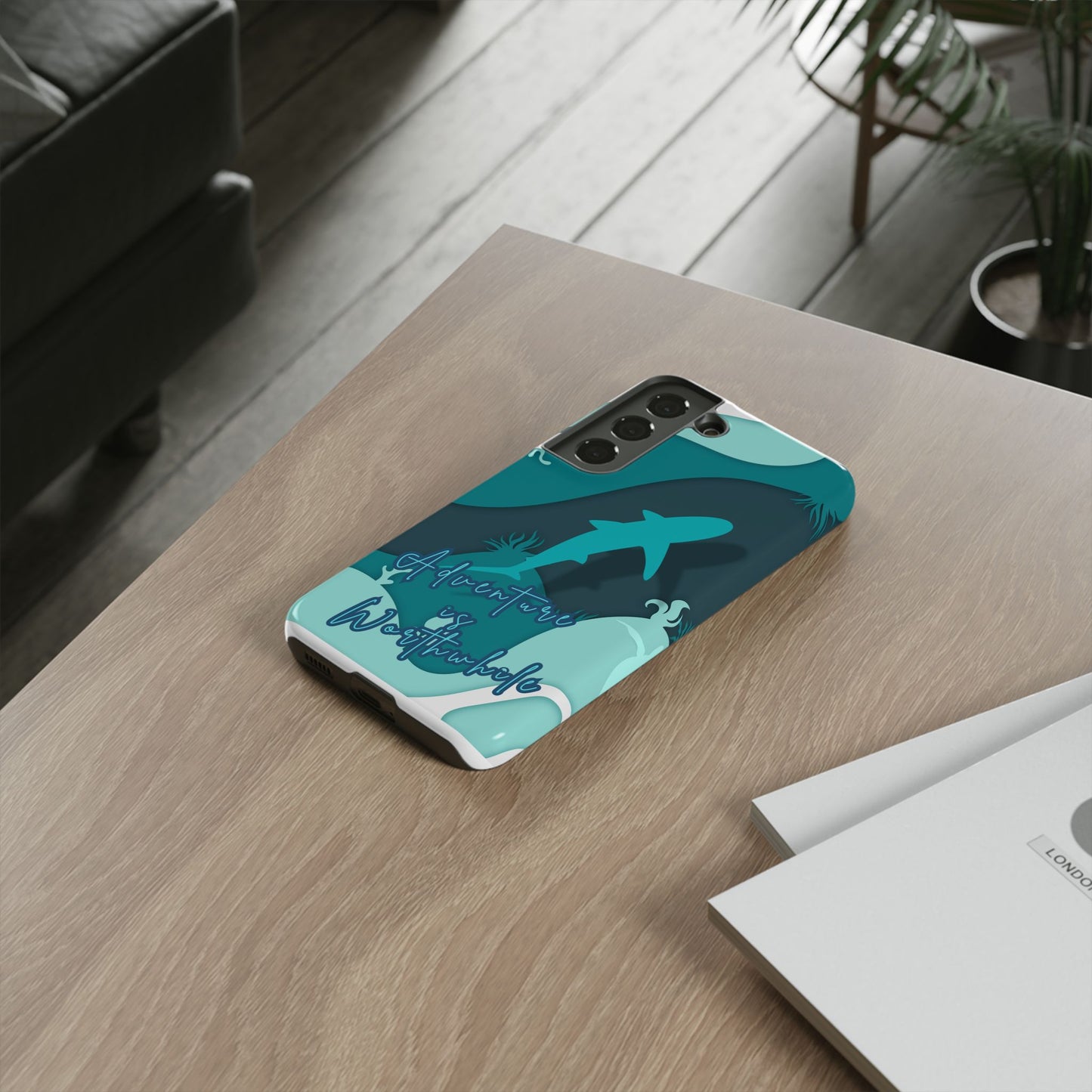 Blue Ocean Phone Case - "Adventure is Worthwhile" Teal Protective Cover