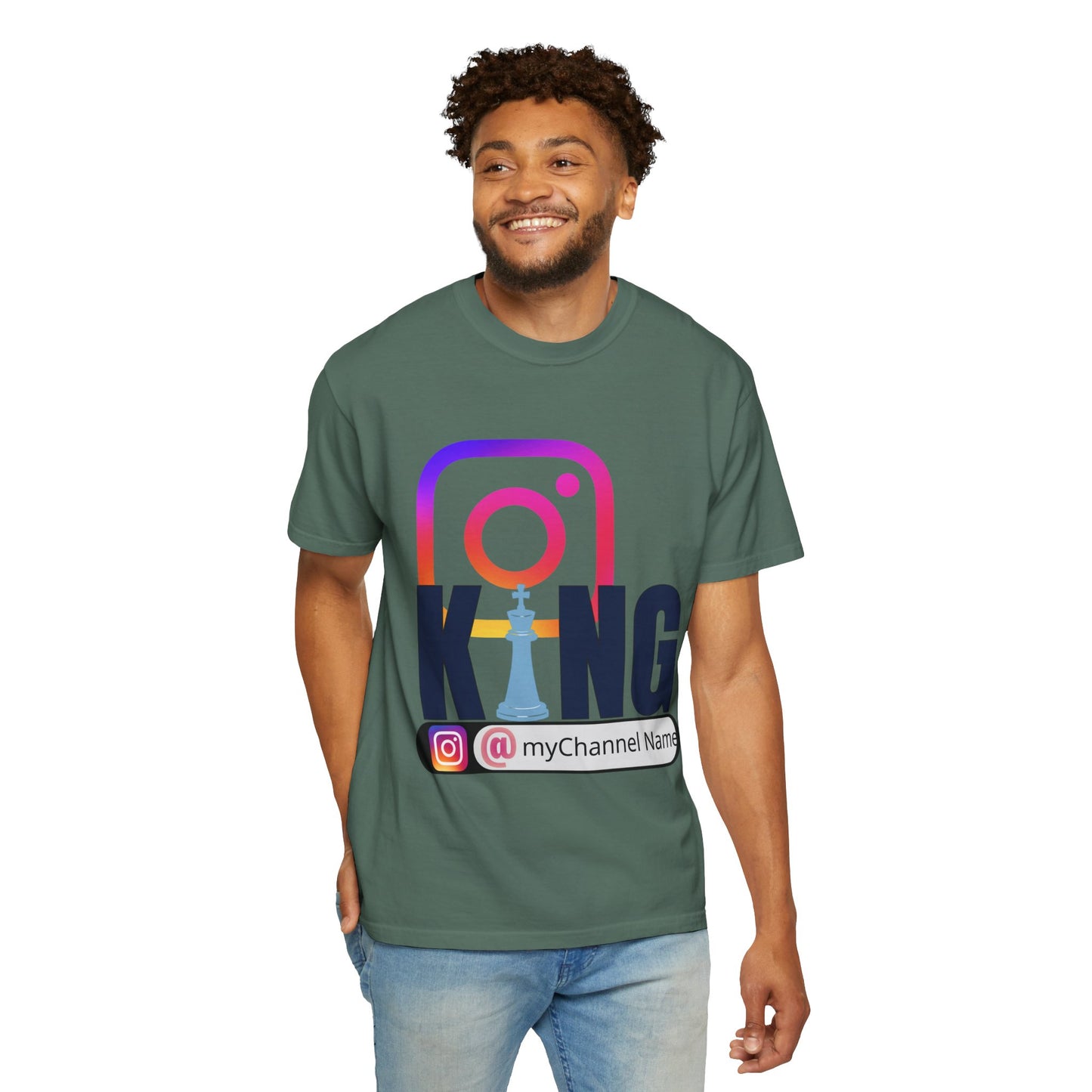 Instagram King T-Shirt — Custom @myChannel Name Social Media Tee