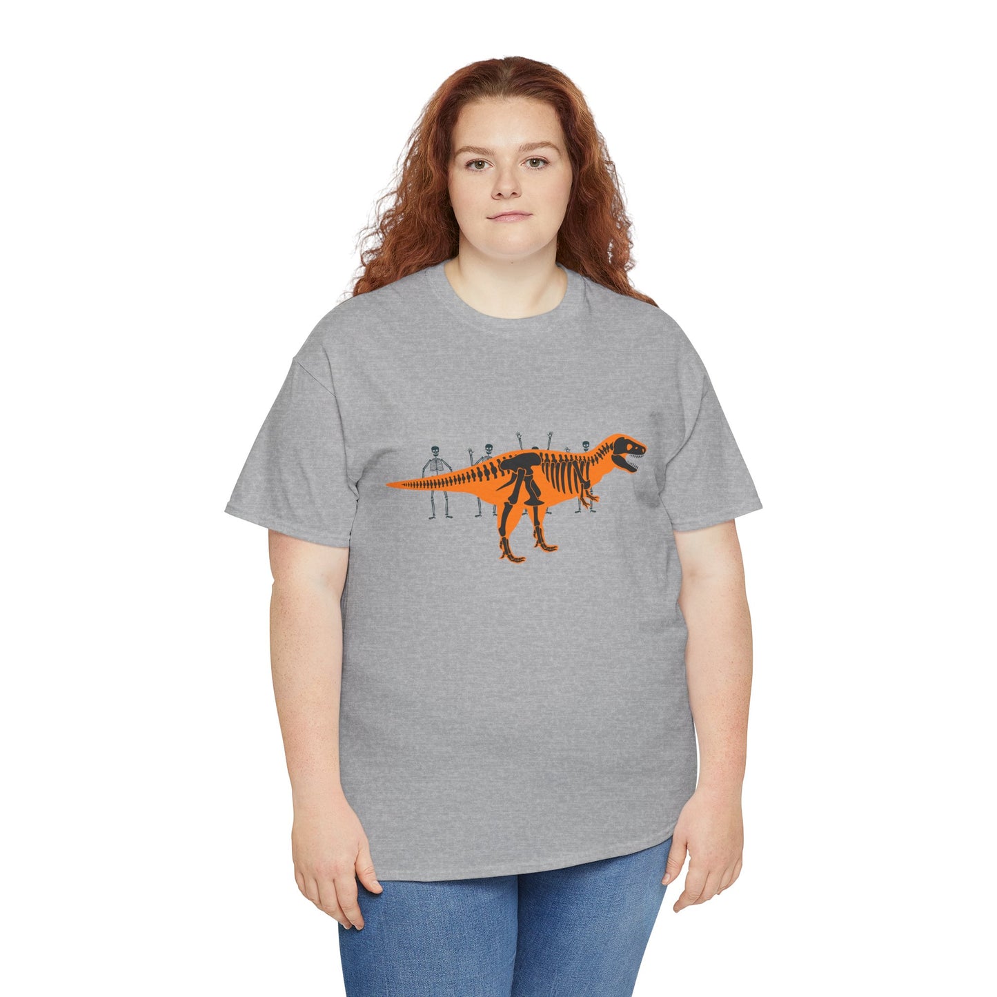 Dinosaur Graphic Tee — Retro Neon T-Rex & Skeleton Shirt