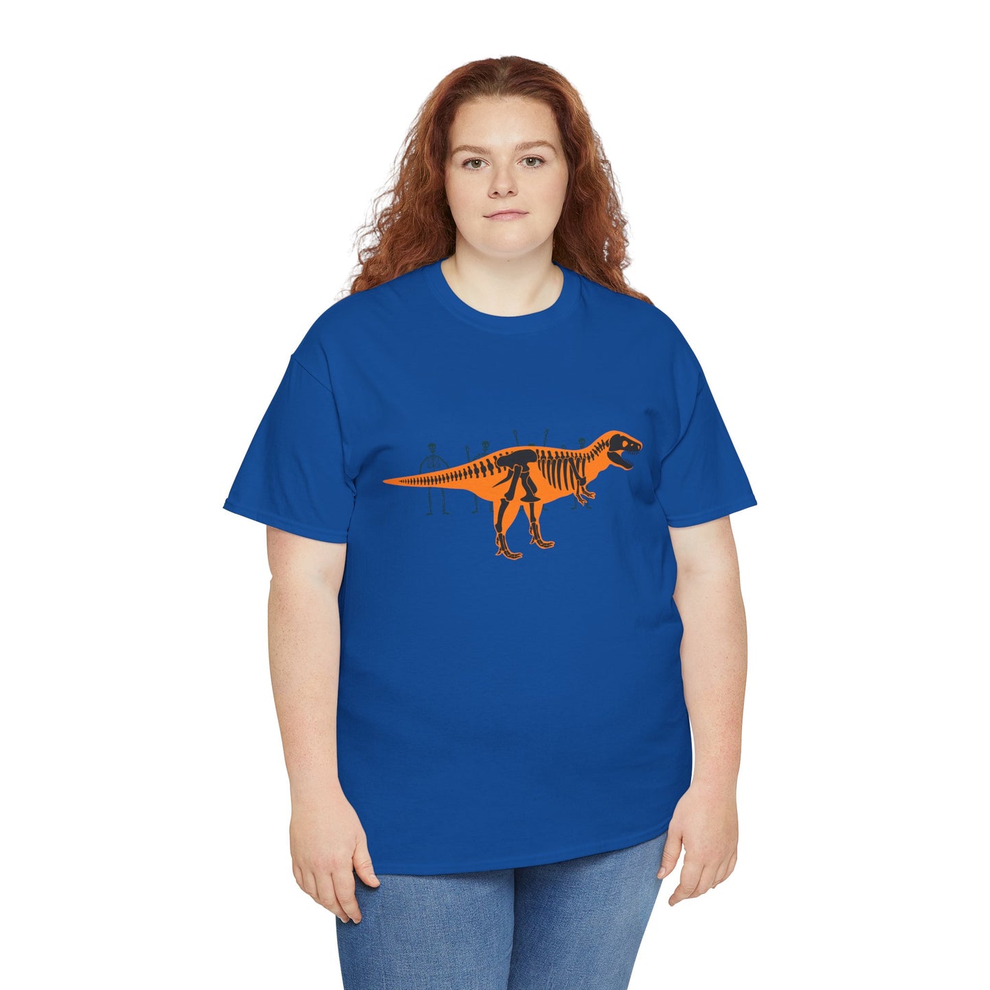 Dinosaur Graphic Tee — Retro Neon T-Rex & Skeleton Shirt