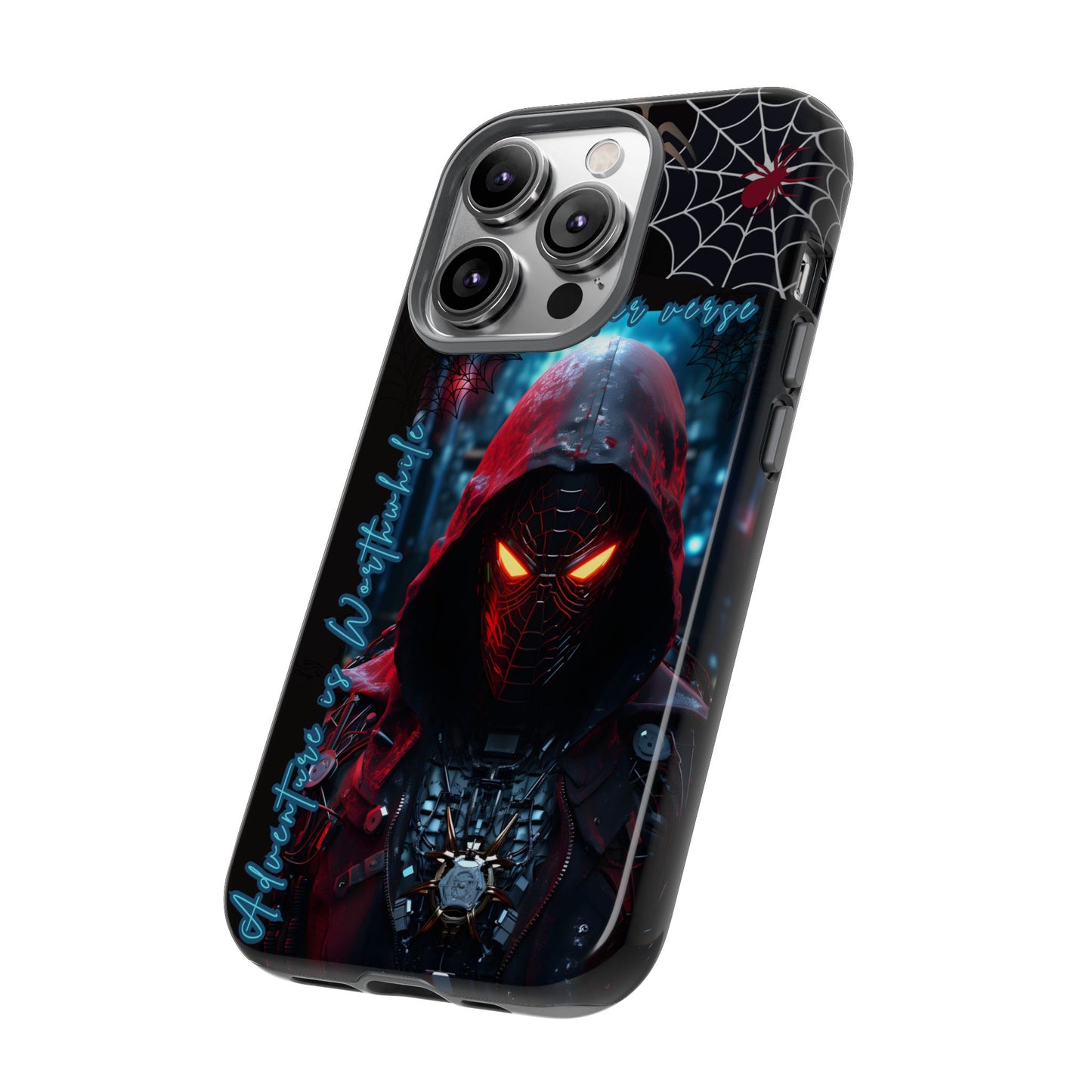 Spiderman Phone Case — Neon Hooded Skull Design "Spider verse"