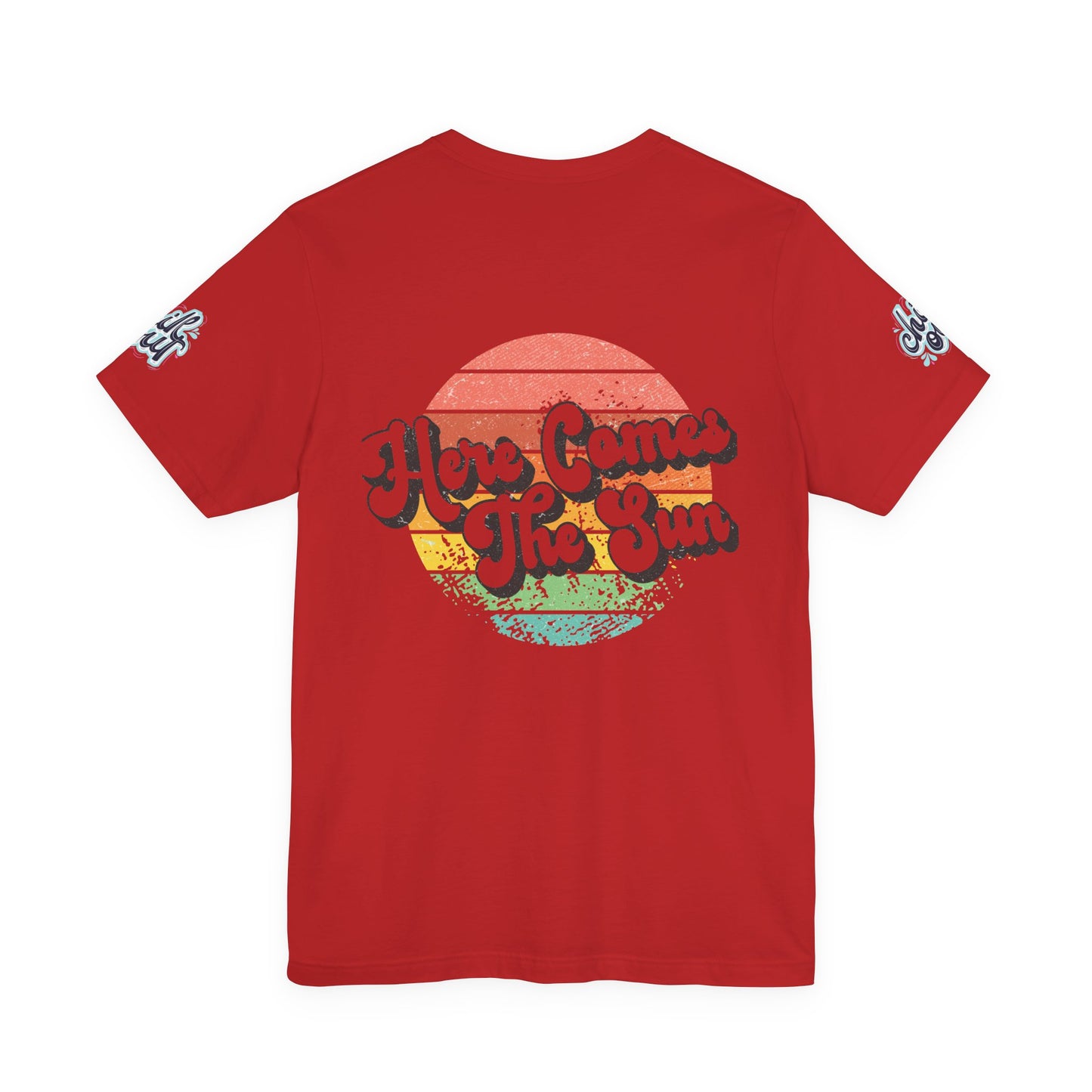 Summer Surf Tee – “Here Comes The Sun” Vintage Surfboard & Palm Graphic T-Shirt