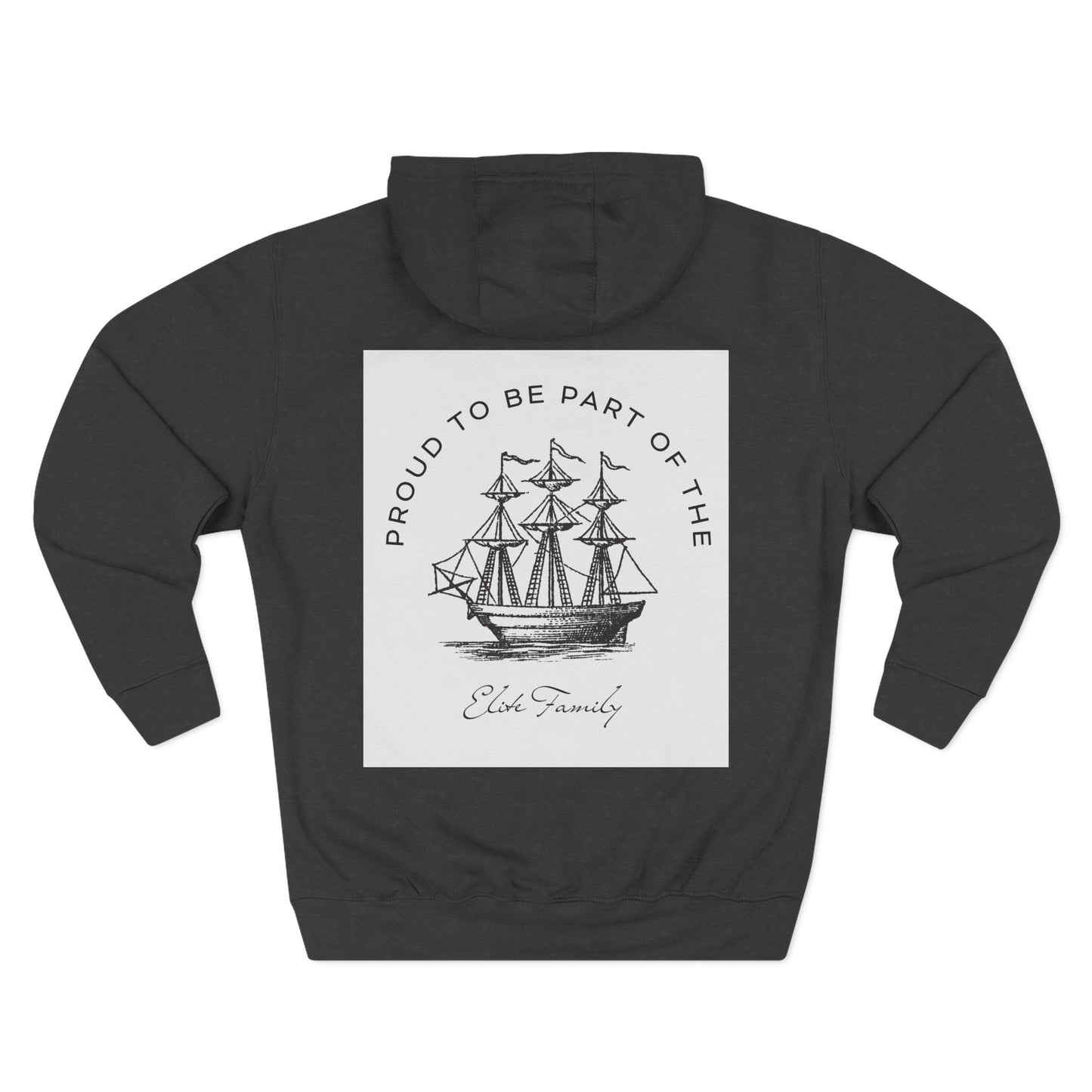 Three-Panel Fleece Hoodie — Vintage Ship Graphic & "Where Compassion Meets Action" Motivational Design