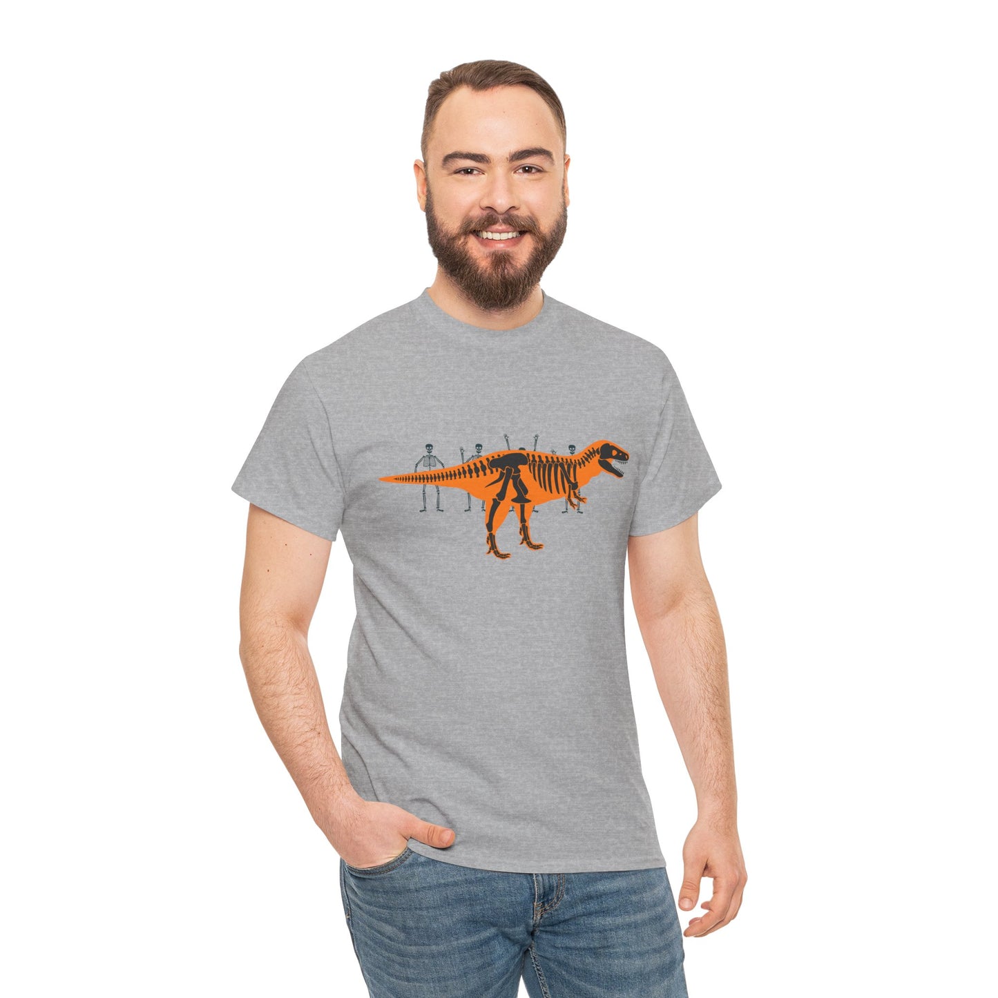 Dinosaur Graphic Tee — Retro Neon T-Rex & Skeleton Shirt