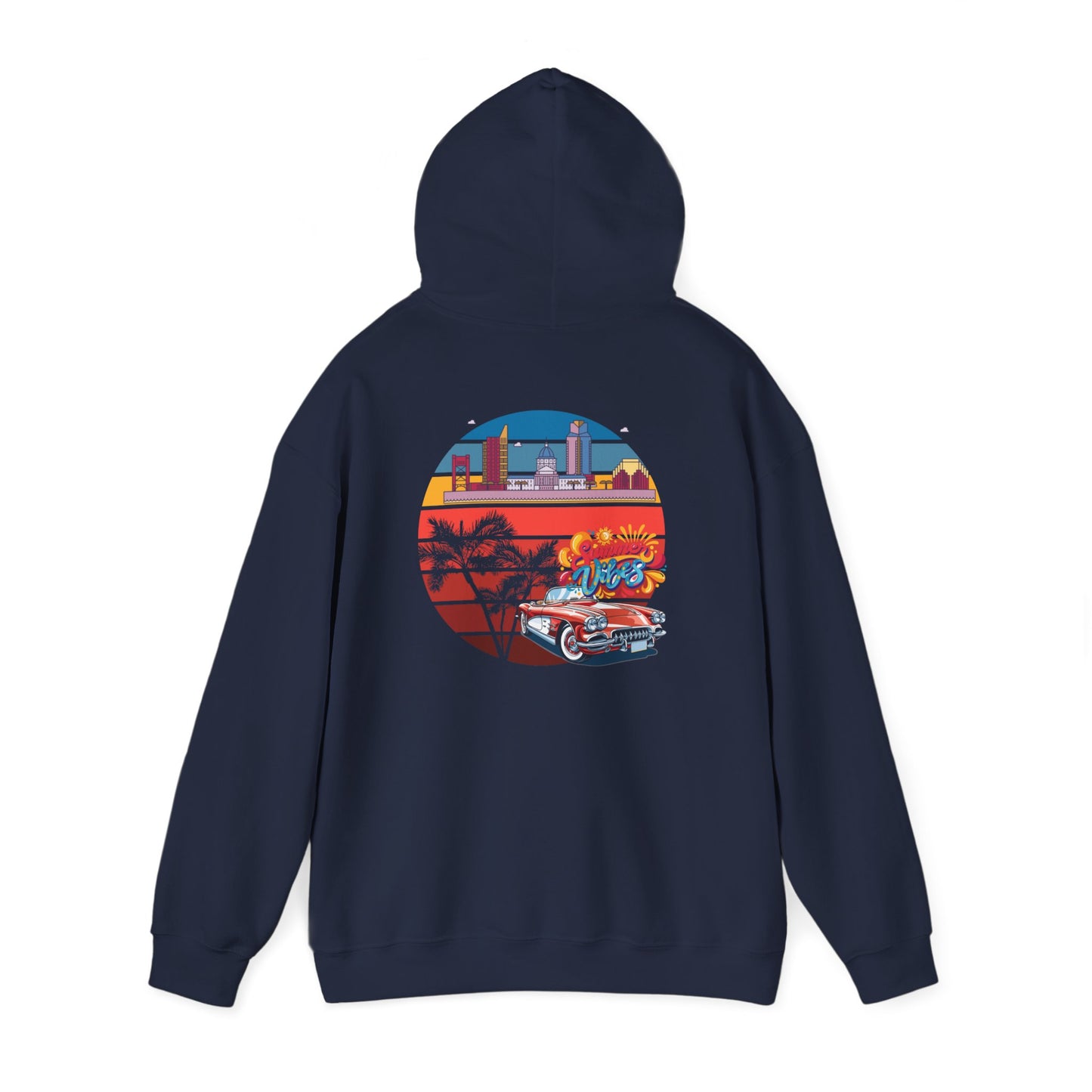 Los Angeles Retro Surf Hoodie — Vintage Sunset Car & Palm Tree Sweatshirt