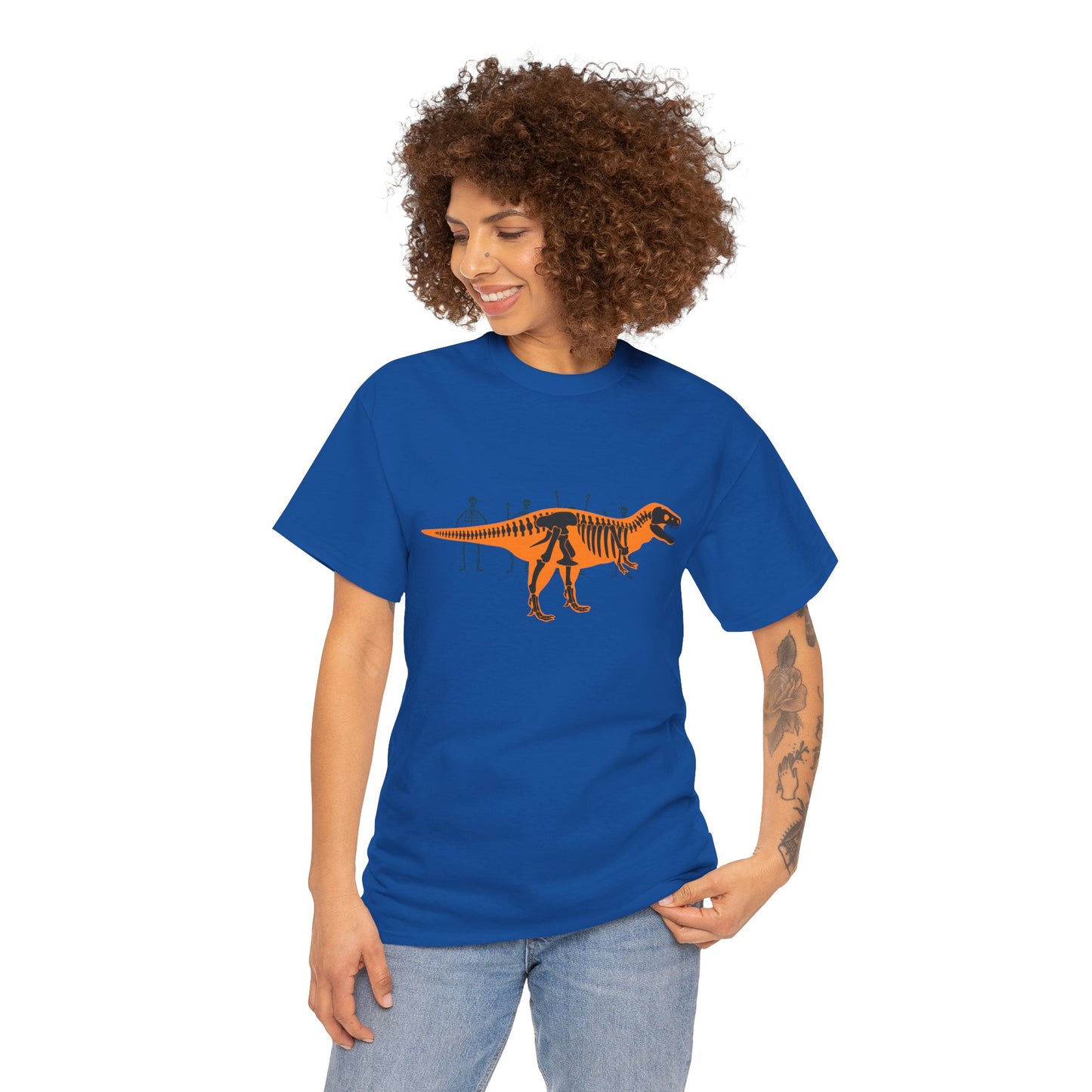 Dinosaur Graphic Tee — Retro Neon T-Rex & Skeleton Shirt